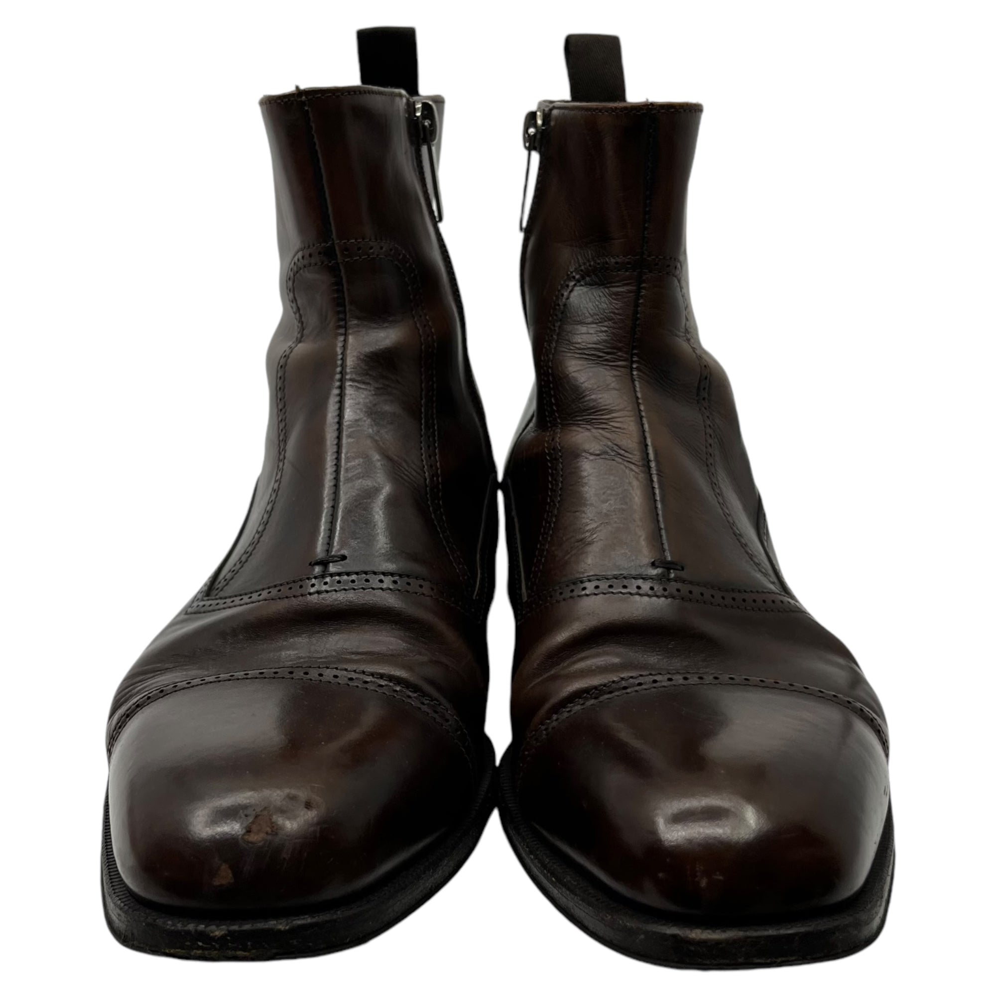 GIORGIO ARMANI(ジョルジオアルマーニ) cap toe side zip boots キャップトゥ サイドジップ ブーツ 25.0  ブラウン