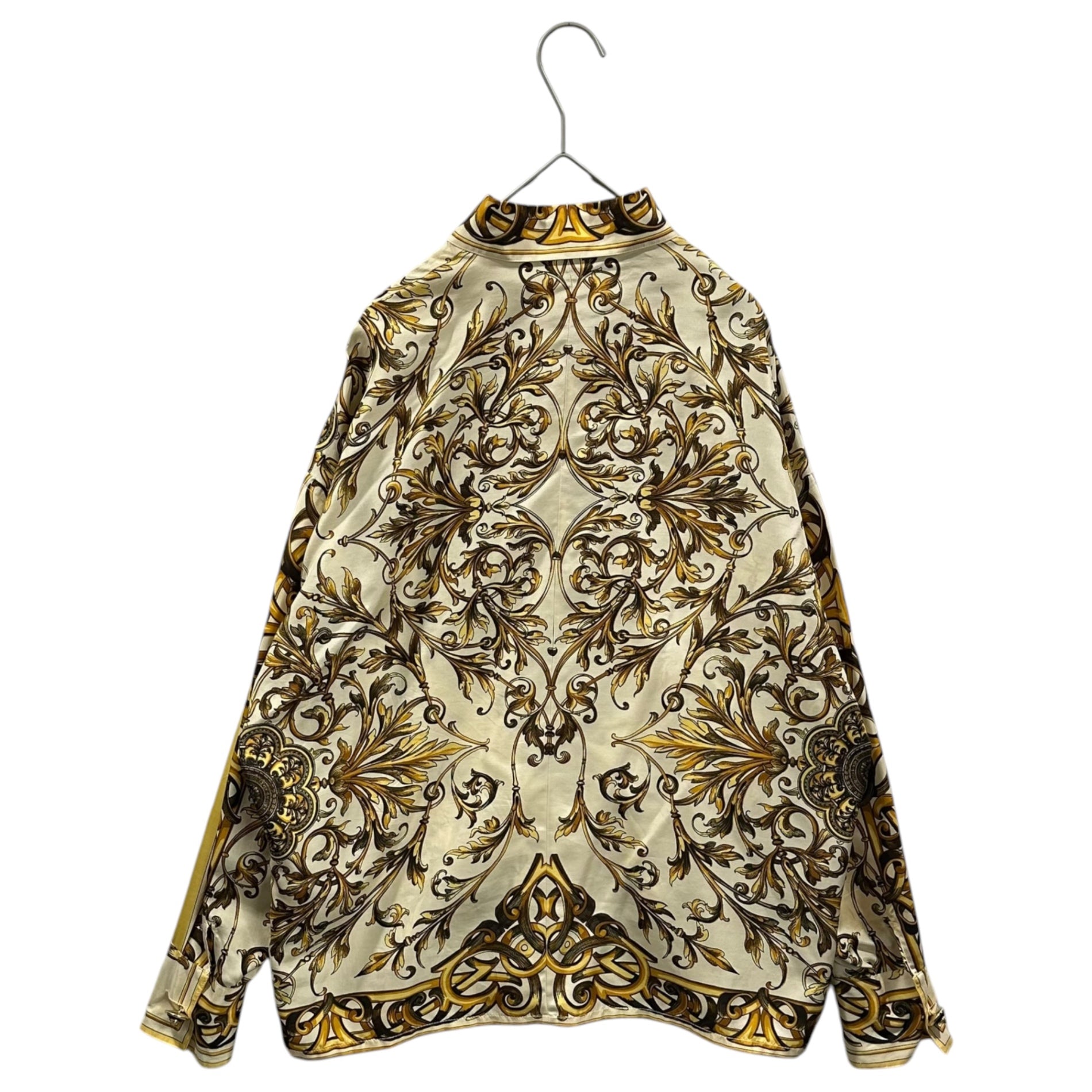 GIANNI VERSACE(ジャンニヴェルサーチ) 1992SS ”Barocco” Silk L/S Shirt バロック シルク 長袖 シャツ 40(L程度) ゴールド×ホワイト 90年代 90's 本人期