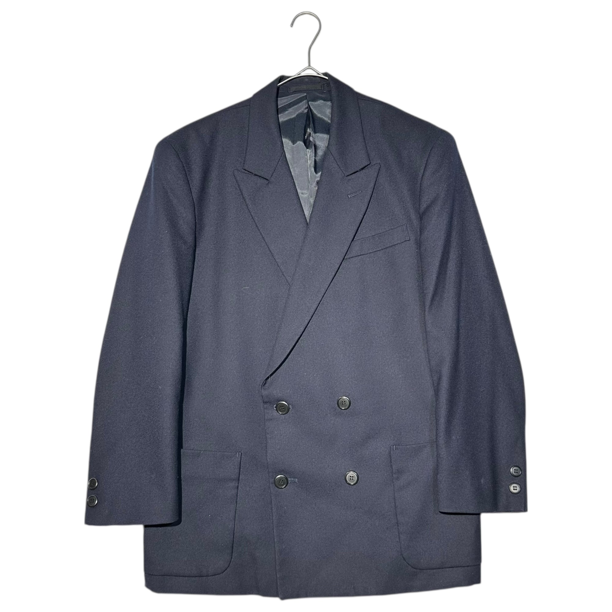 YOHJI YAMAMOTO(ヨウジヤマモト) "CENTRAL JAPAN RAILWAY COMPANY" Wool Set-Up Suit JR東海 制服  ウールセットアップ スーツ A6(L程度) ネイビー ダブル テーラード ジャケット 2タック スラックス