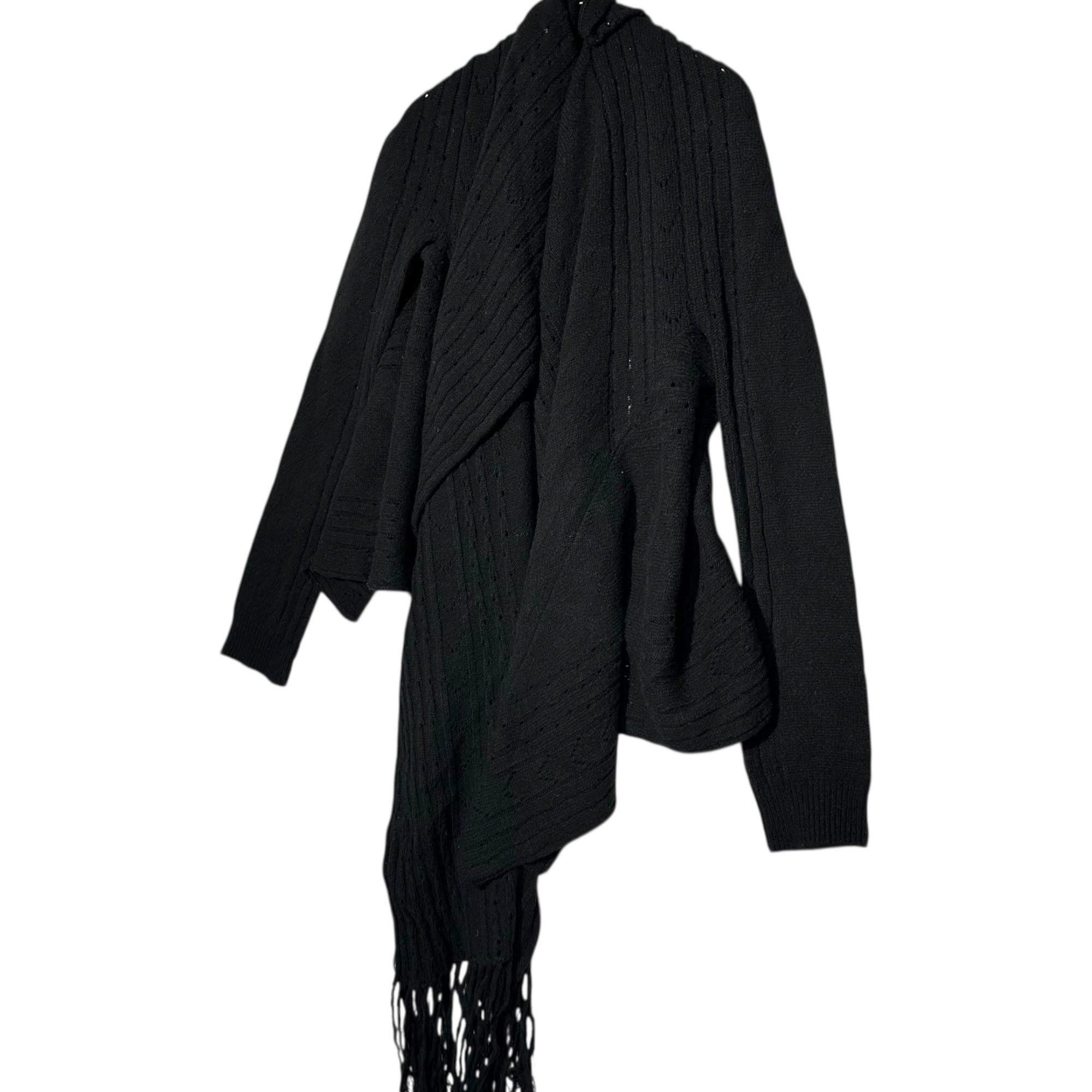 Y's(ワイズ)  Knit cape wrap cardigan ニット ケープ 巻き カーディガン マフラー YU-K31-270 3(L程度) ブラック×グリーン