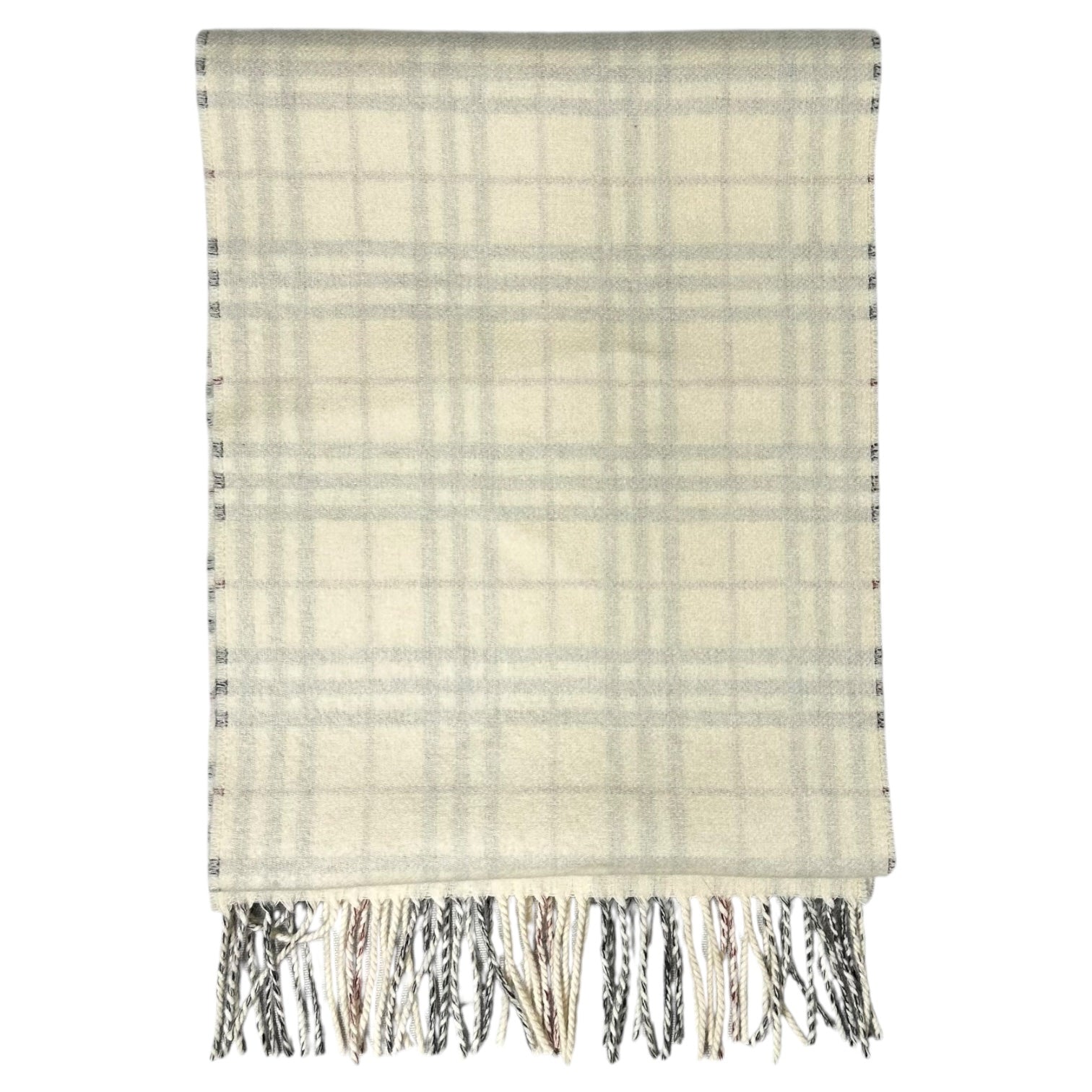 BURBERRY(バーバリー) 現行品 Reversible Check Cashmere Scarf リバーシブル チェック カシミア スカーフ ストール マフラー 168 × 30cm アイボリー 参考定価92,400円