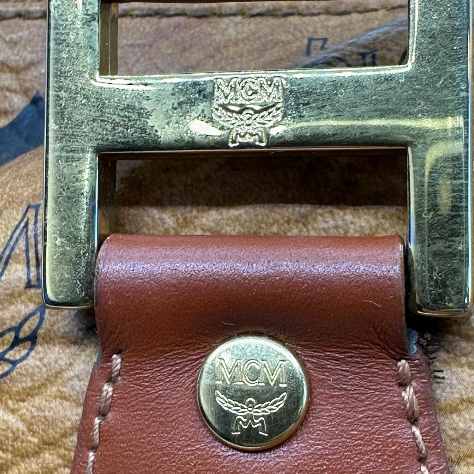 MCM(エムシーエム) Monogram Mini Boston Bag モノグラム ミニ ボストン バッグ ブラウン ハンド