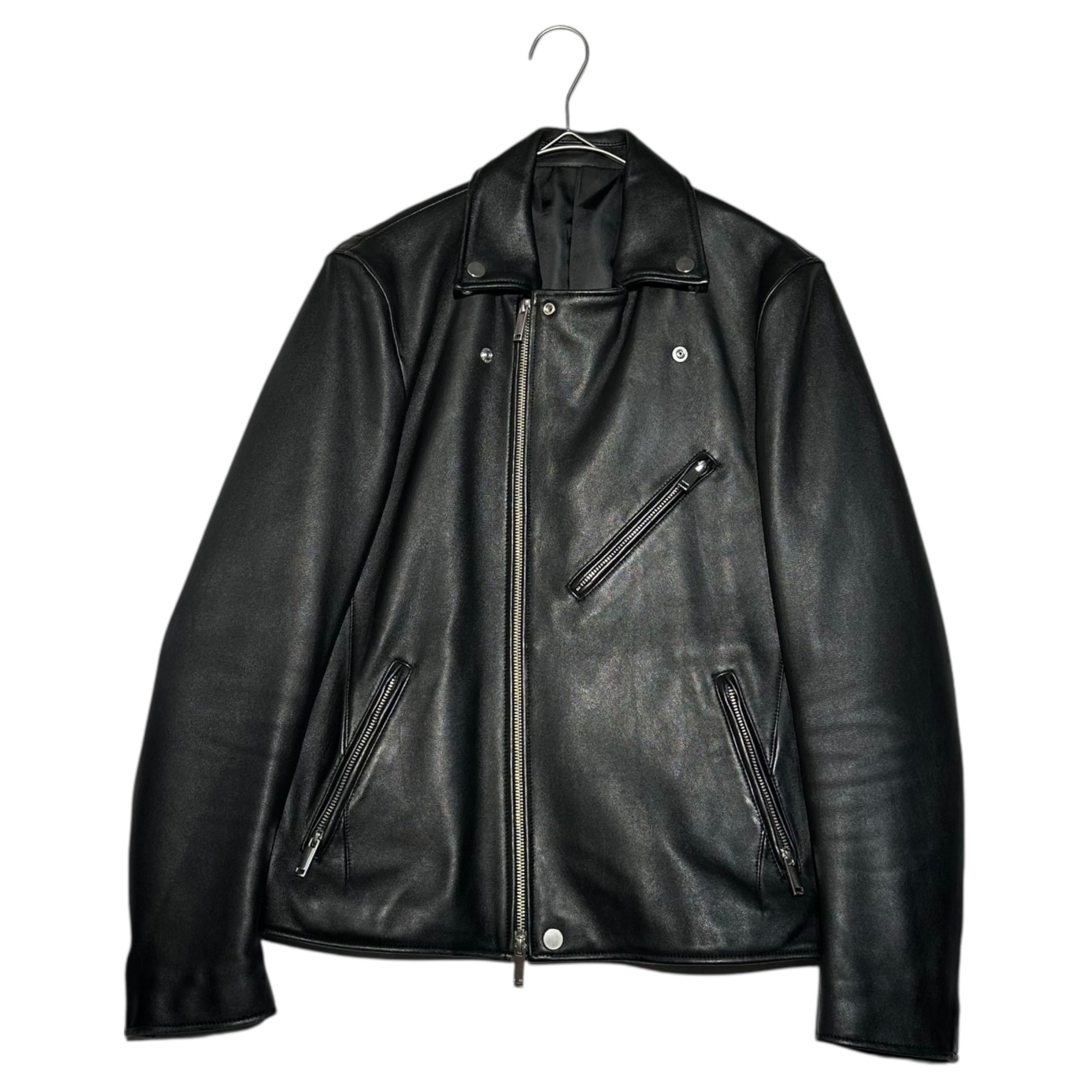 STUDIOUS(ステュディオス) Double Lamb Leather Riders Jacket ダブル ラムレザー ライダース ジャケット 107458002 3(L程度) ブラック
