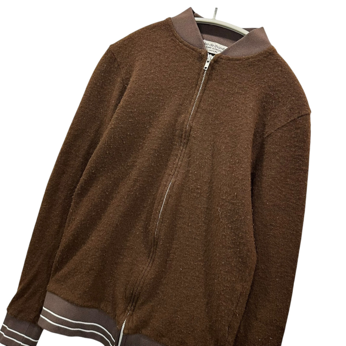 robe de chambre COMME des GARCONS(ローブドシャンブルコムデギャルソン) 1999AW Dye-Through Zip-Up Wool Track Jacket 製品染め ジップアップ ウール トラック ジャケット RT-040380 FREE ブラウン AD1999