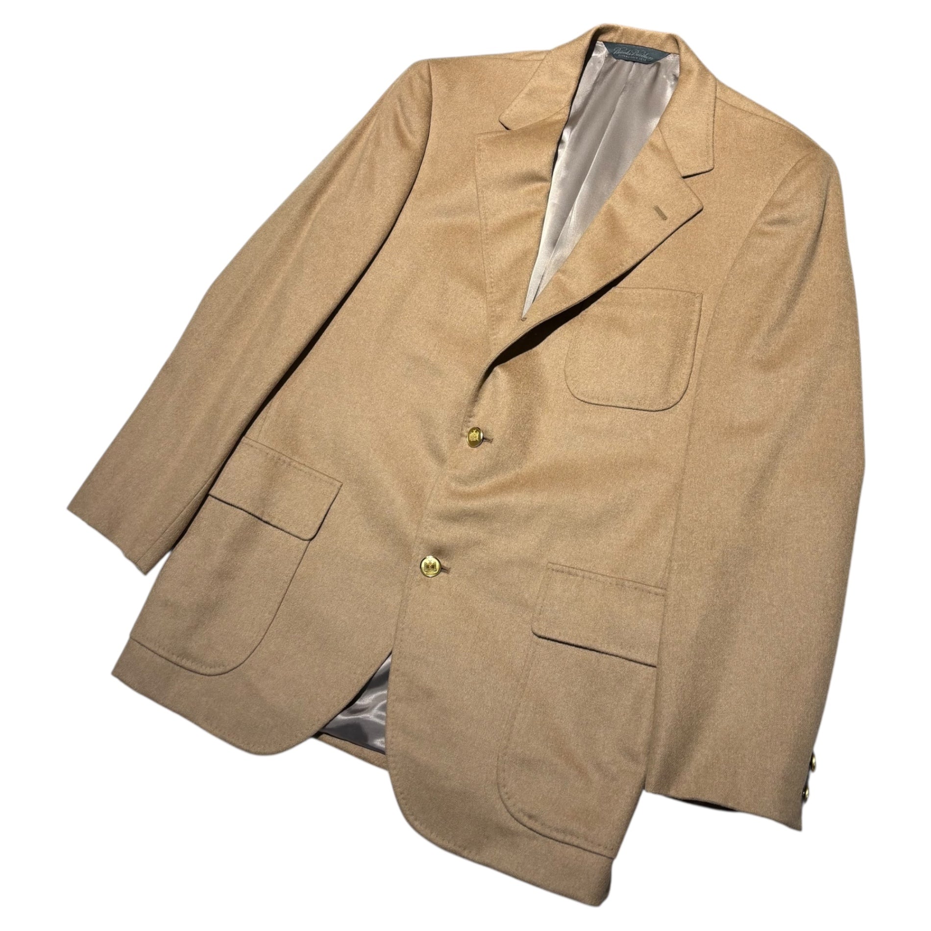 BROOKS BROTHERS(ブルックスブラザーズ) Camel 100% Gold Button Blazer キャメル ヘア  金ボタン ブレザー 19-18-9562 40REG ベージュ テーラード 3B ジャケット