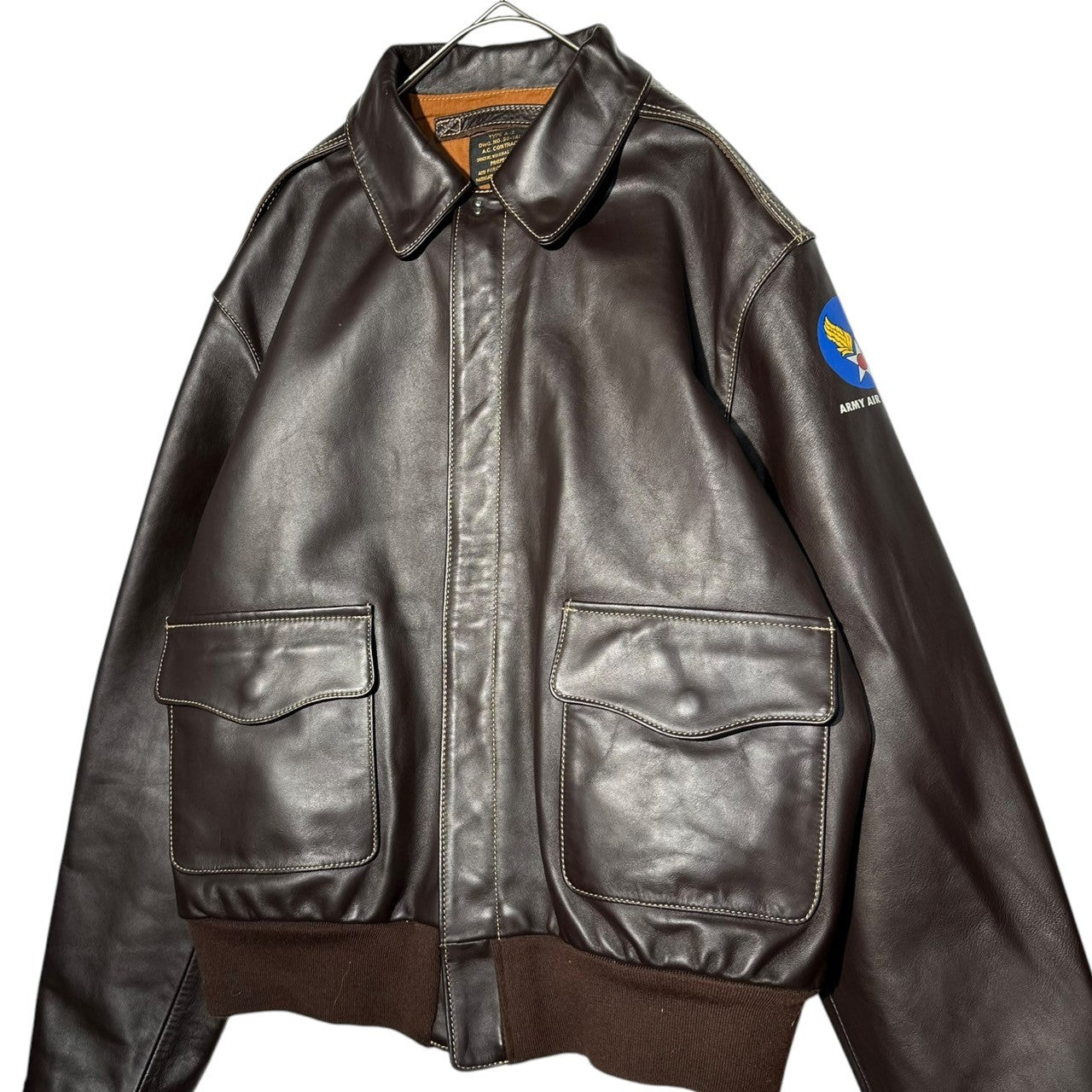 MORGAN MEMPHIS BELLE(モーガンメンフィスベル) A-2 HORSE HIDE FLIGHT JACKET ホース ハイド フライト ジャケット 30-1415 42(L程度) ブラウン レザー ミリタリー ARMY AIR FORCES