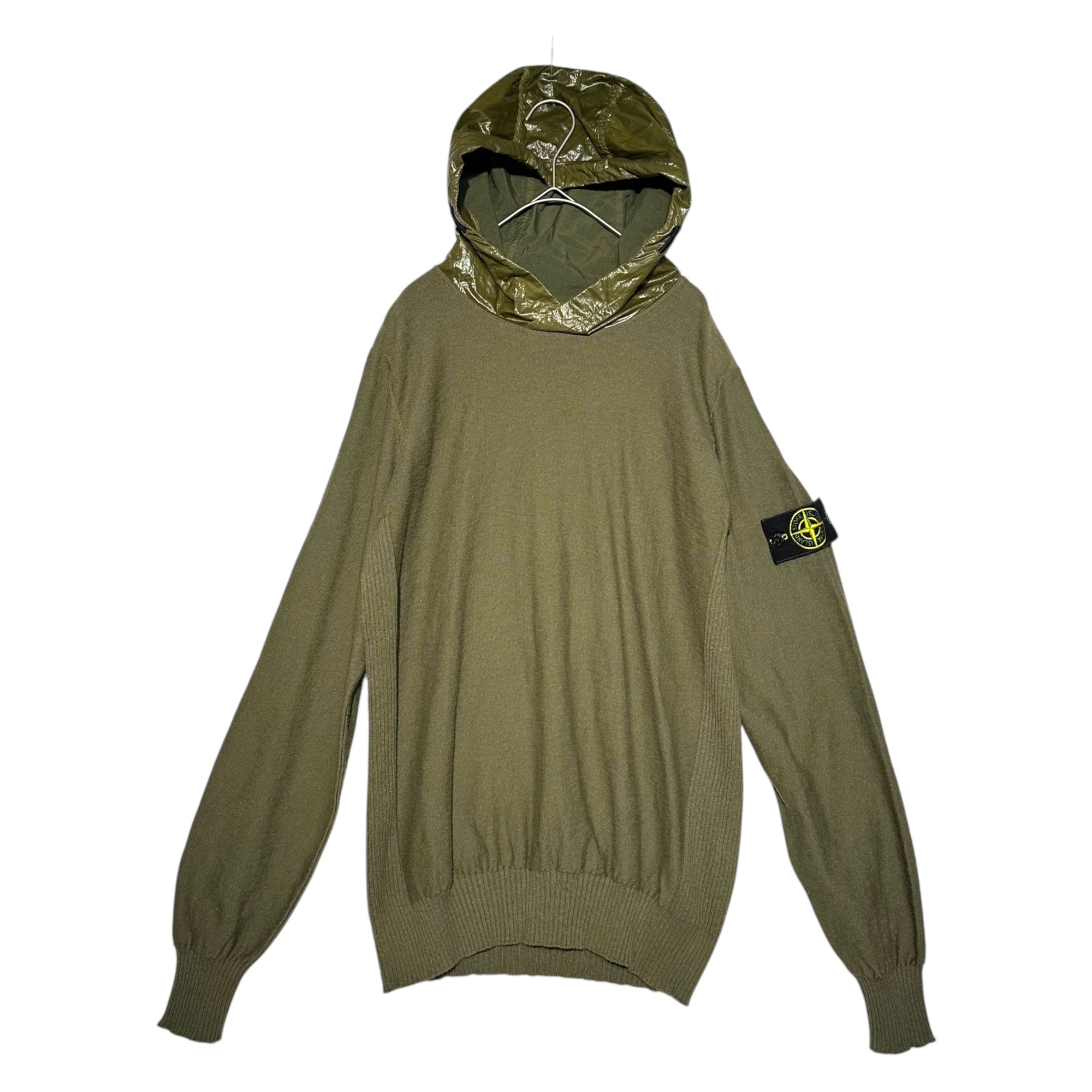 STONE ISLAND(ストーンアイランド) 21SS Nylon metal hood knit hoodie ナイロン メタル フード ニット パーカー 741554B0 M オリーブ