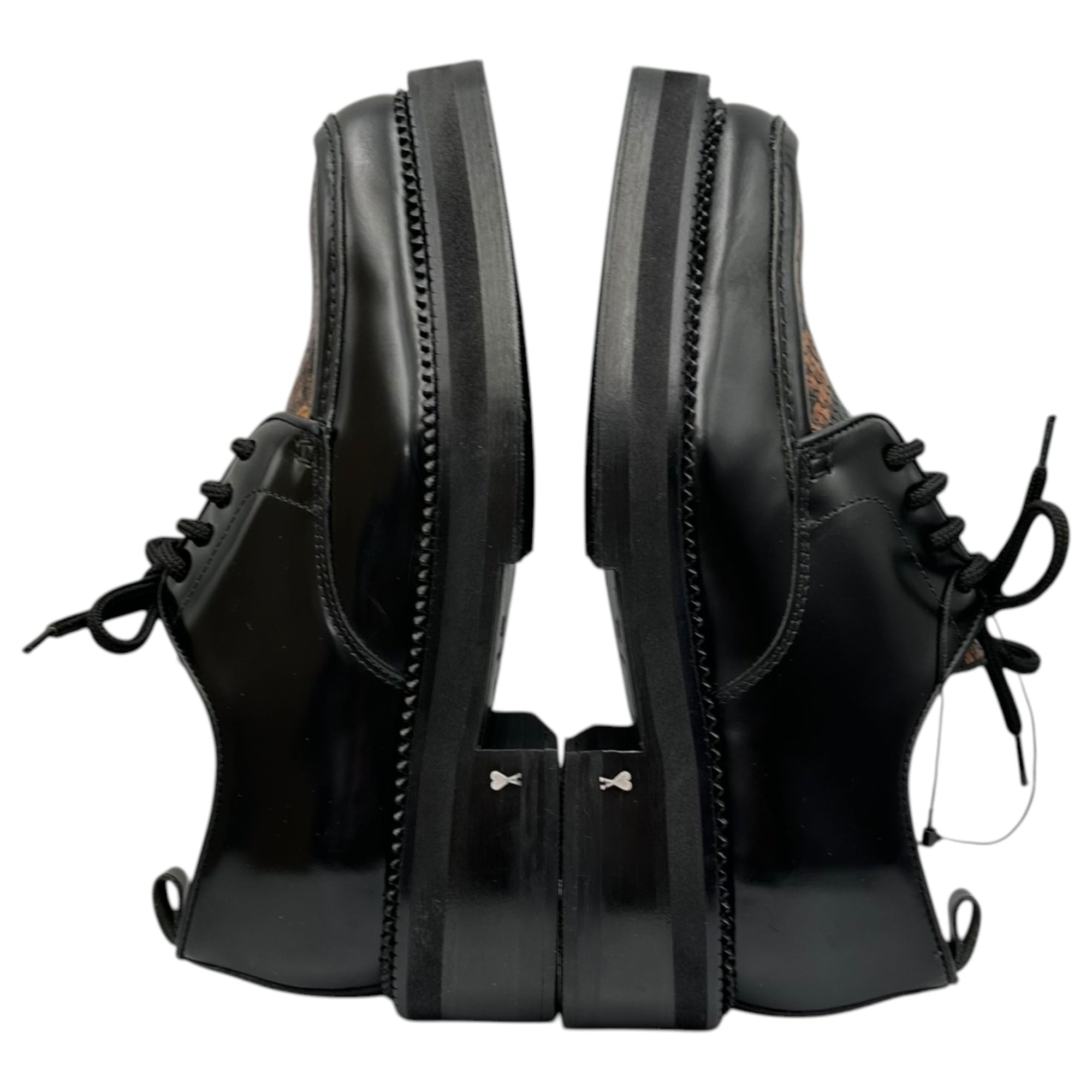 AMI PARIS(アミパリス) Square-Toe Shoes with Python Accents パイソン 切替 スクエアトゥ レザー シューズ 40(25.0～25.5cm程度) ブラック×ブラウン