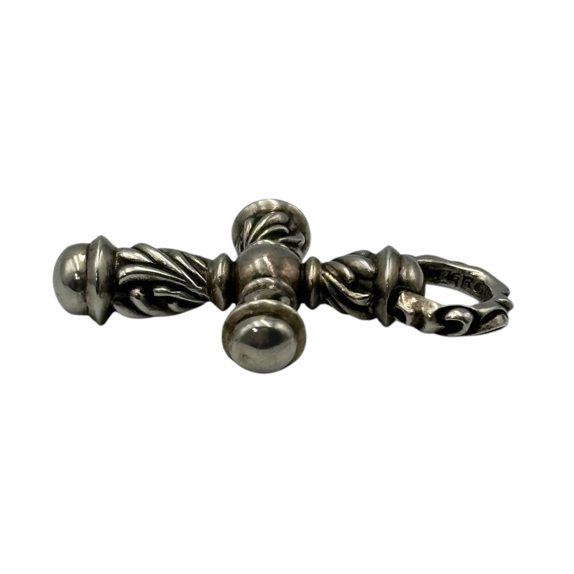 CHROME HEARTS(クロムハーツ) CAMPANA CROSS SML ＆ LEATHER BRAID SCROLL カンパナ クロス スモール ＆ レザー ブレイド スクロール ネックレス シルバー