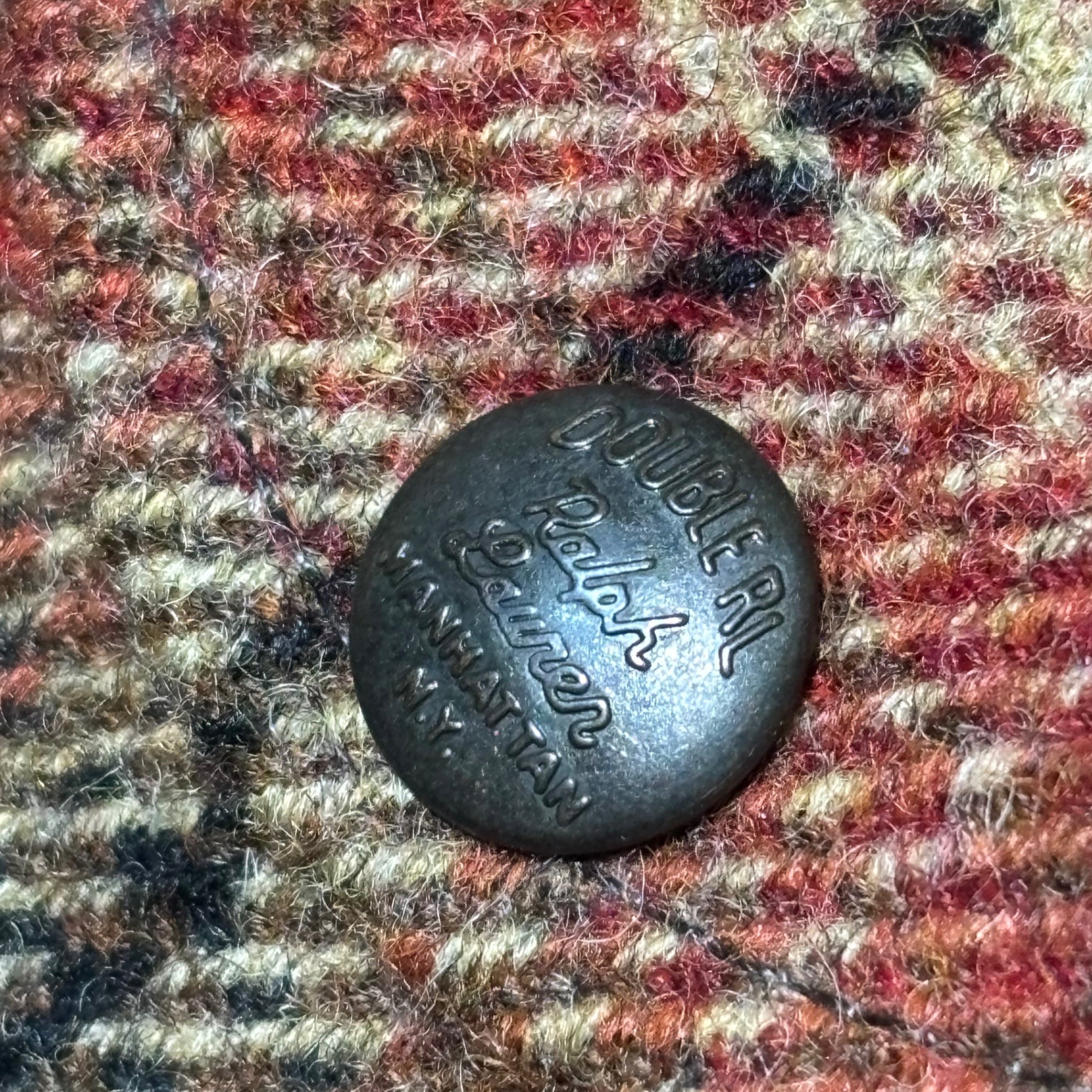 LAUREN RALPH LAUREN(ローレンラルフローレン) 80's Ombre Check Wool Melton Coat オンブレ チェック ウール メルトン コート M(XXL相当) レッド×ブラック 80年代 緑タグ ヴィンテージ ジャケット