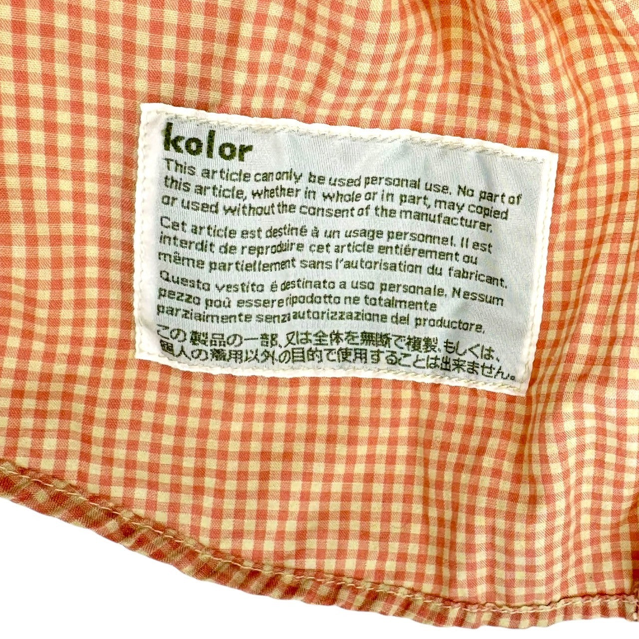 kolor(カラー) Cotton long sleeve gingham shirt コットン 長袖 ギンガムチェック シャツ 7WCM-B03111 1(S) ピンク