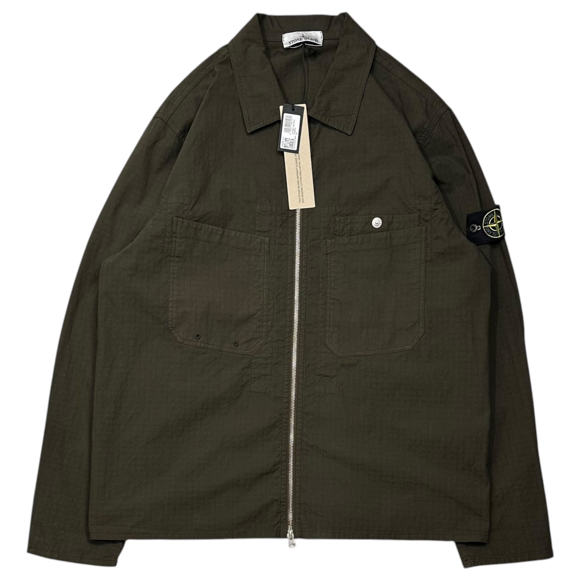 STONE ISLAND(ストーンアイランド) 2025SS MIL-SPEC STRETCH RIPSTOP-TC ストレッチコットン オーバーシャツ  K1S151200012S0063 XL オリーブ