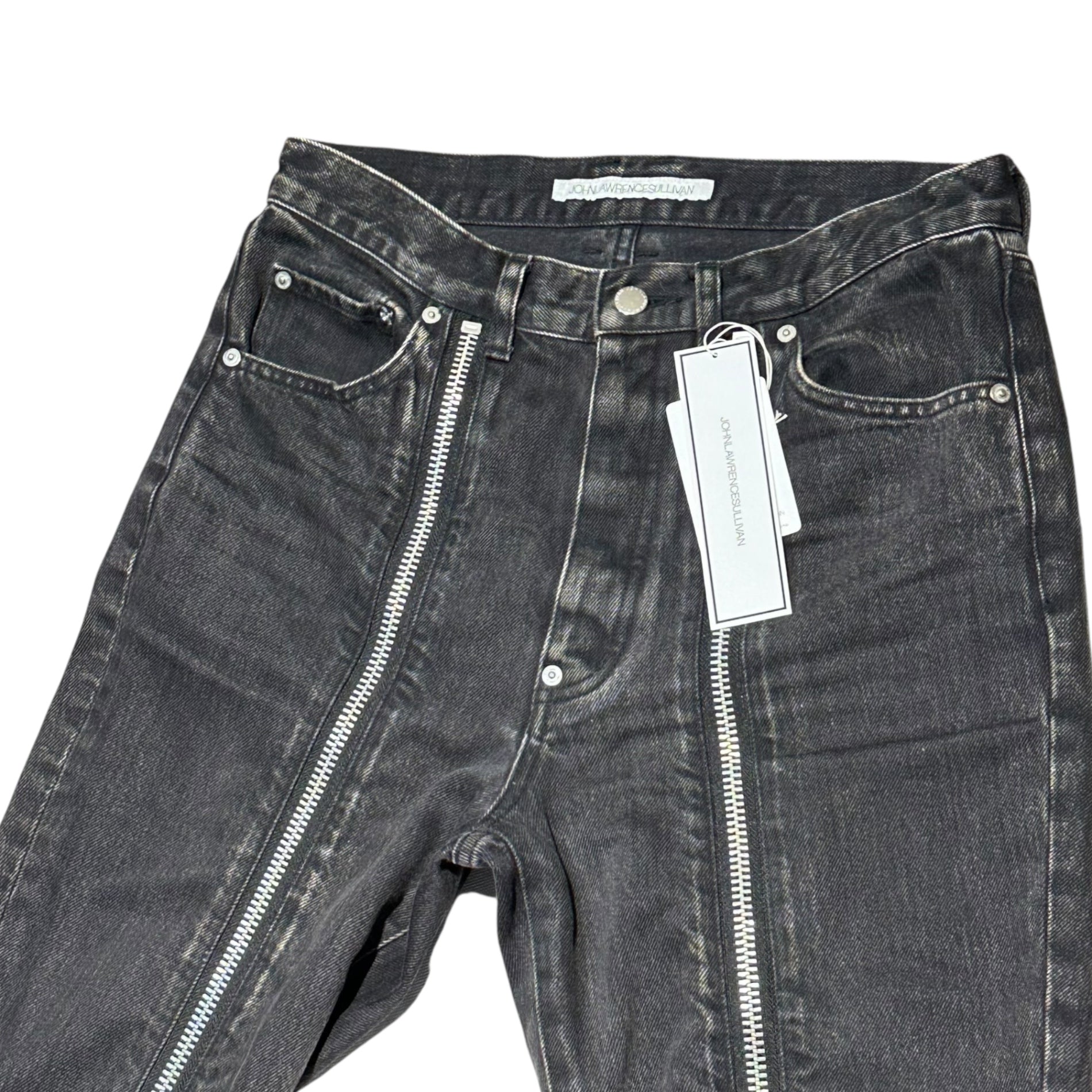JOHN LAWRENCE SULLIVAN(ジョンローレンスサリバン) 20SS BLEACHED DENIM ZIPPED PANTS ブリーチド デニム ジッパード パンツ 2A008-0320-15 46 ブラック ジップ