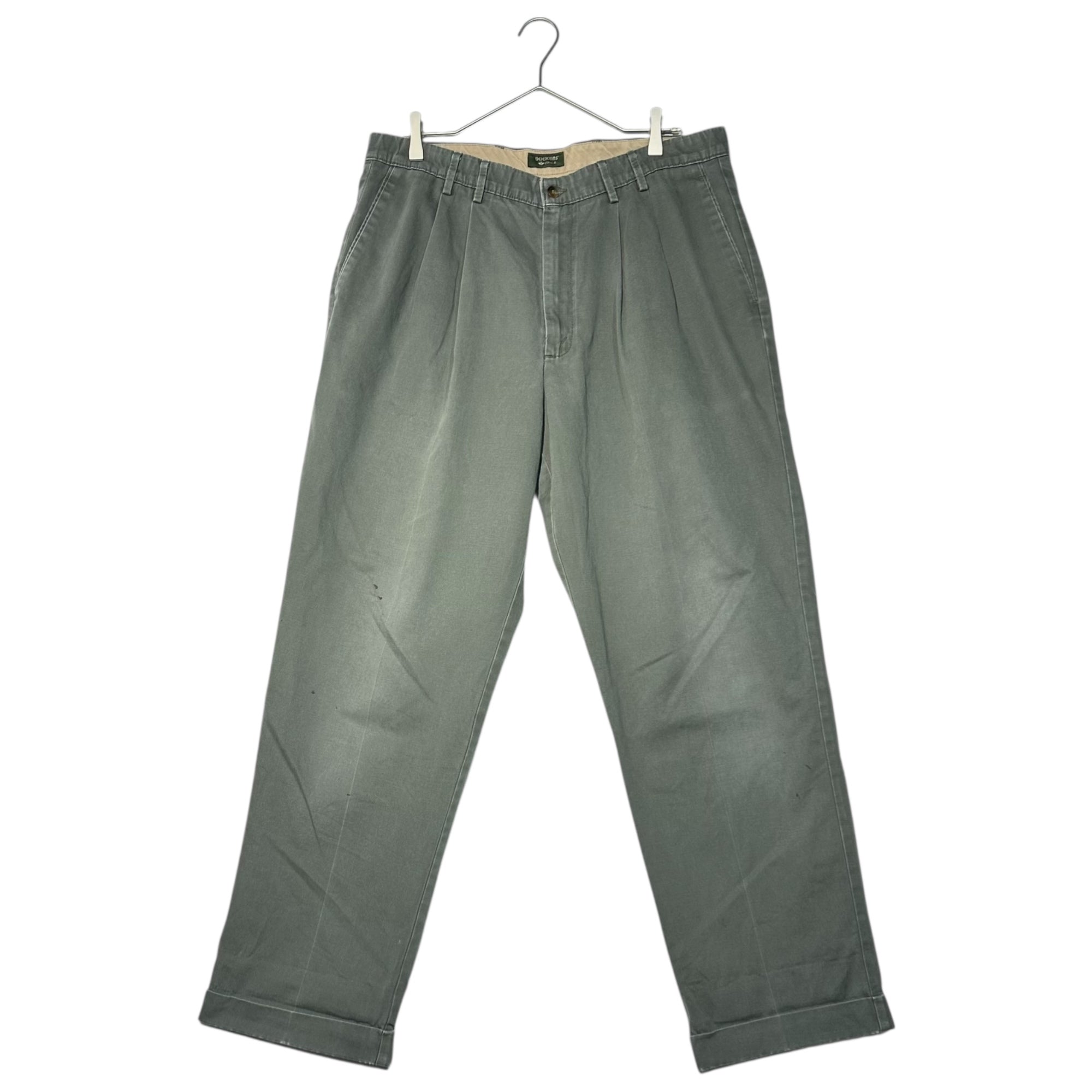DOCKERS(ドッカーズ) 80's Vintage 2-Tuck Tapered Chino Trousers ヴィンテージ 2タック テーパード チノ トラウザー  XL スカイブルー 80年代 Levi’s チノパンライン 古着 フェード ボロ パンツ ワーク