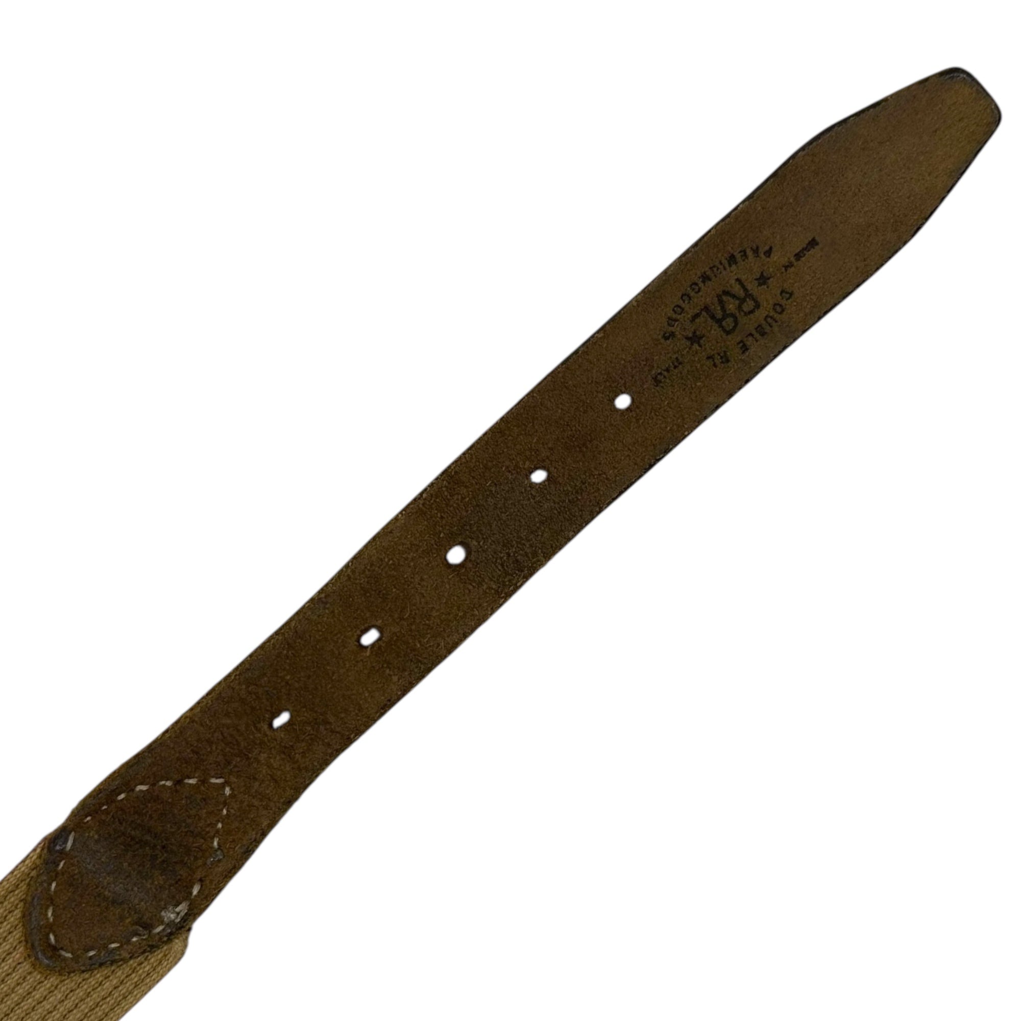 RRL(ダブルアールエル) Leather and Cotton Blend Belt レザー コットン 切替 ベルト 30 ブラウン×カーキ バックル素材：真鍮
