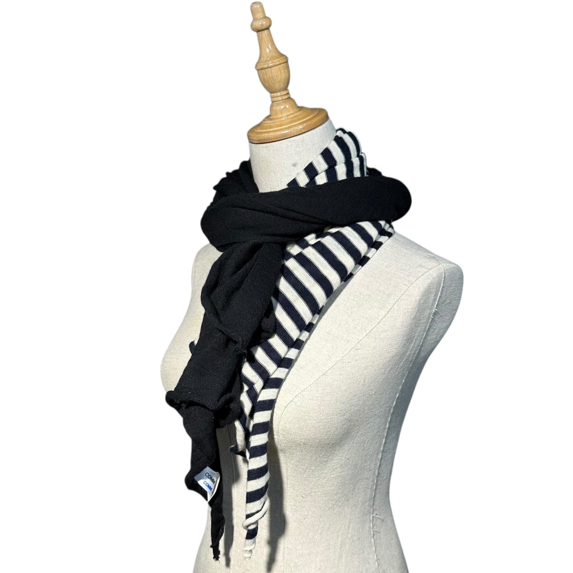 COMME des GARCONS COMME des GARCONS(コムデギャルソンコムデギャルソン) Wool Border Stole ウール ボーダー ストール W13N005 ホワイト×ネイビー×ブラック