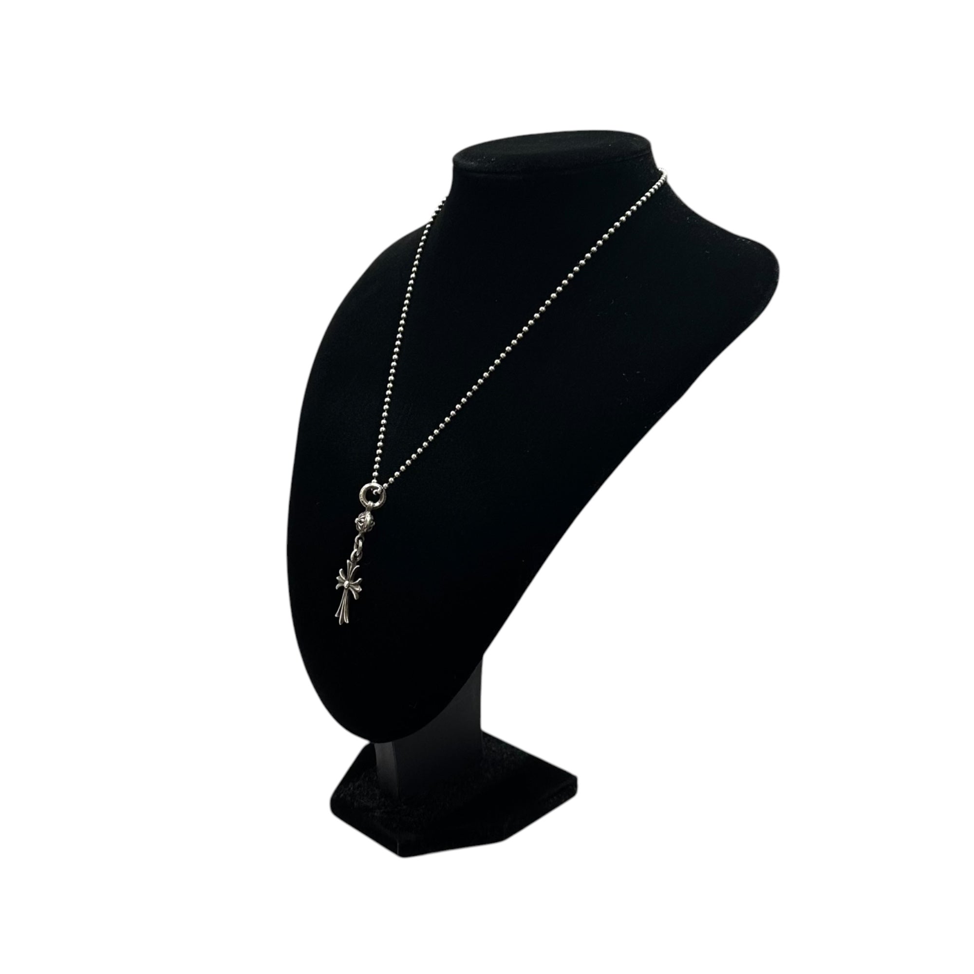CHROME HEARTS(クロムハーツ) 1 Ball Tiny CH Cross Charm ＆ Ball Chain 1ボール タイニー CH クロス チャーム ボール チェーン ネックレス シルバー