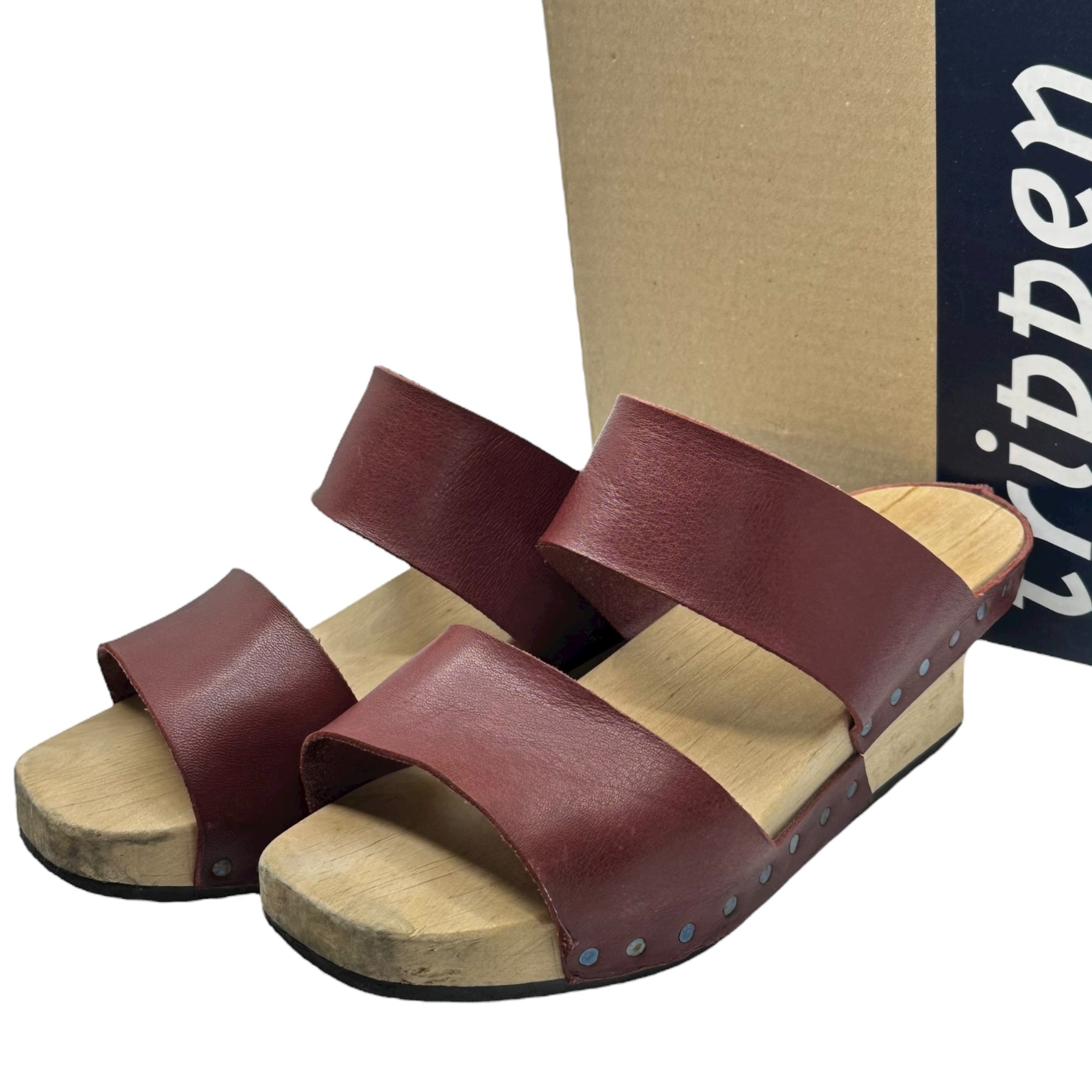 trippen(トリッペン) CANDY Sandals キャンディ サンダル ウッド レザー 24cm程度 バーガンディ×ナチュラル