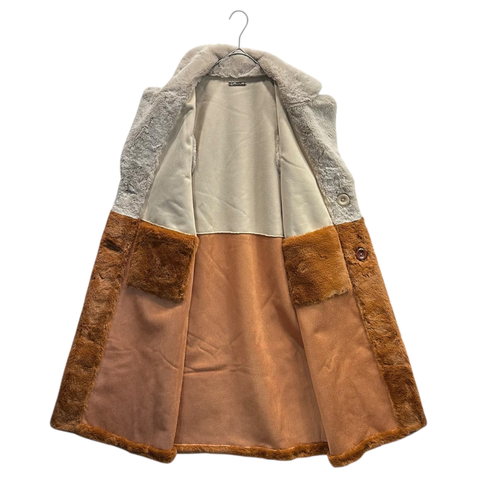 La Fiorentina(ラ・フィオレンティーナ) Long Faux Fur Reversible Vest ロング フェイクファー リバーシブル ベスト VEST-281 S/M アイボリー×ブラウン