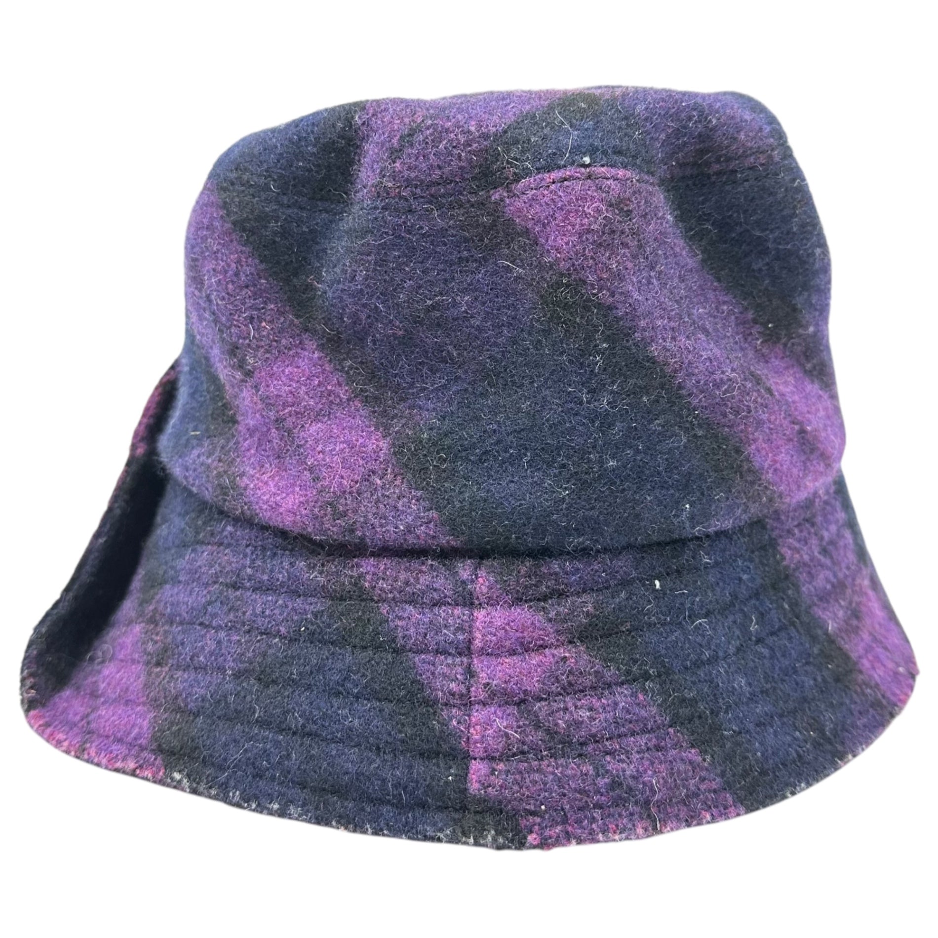 Vivienne Westwood(ヴィヴィアンウエストウッド) Orb Button Decorative Check Felt Hat オーブボタン 装飾 チェック フェルト ハット パープル×ブラック