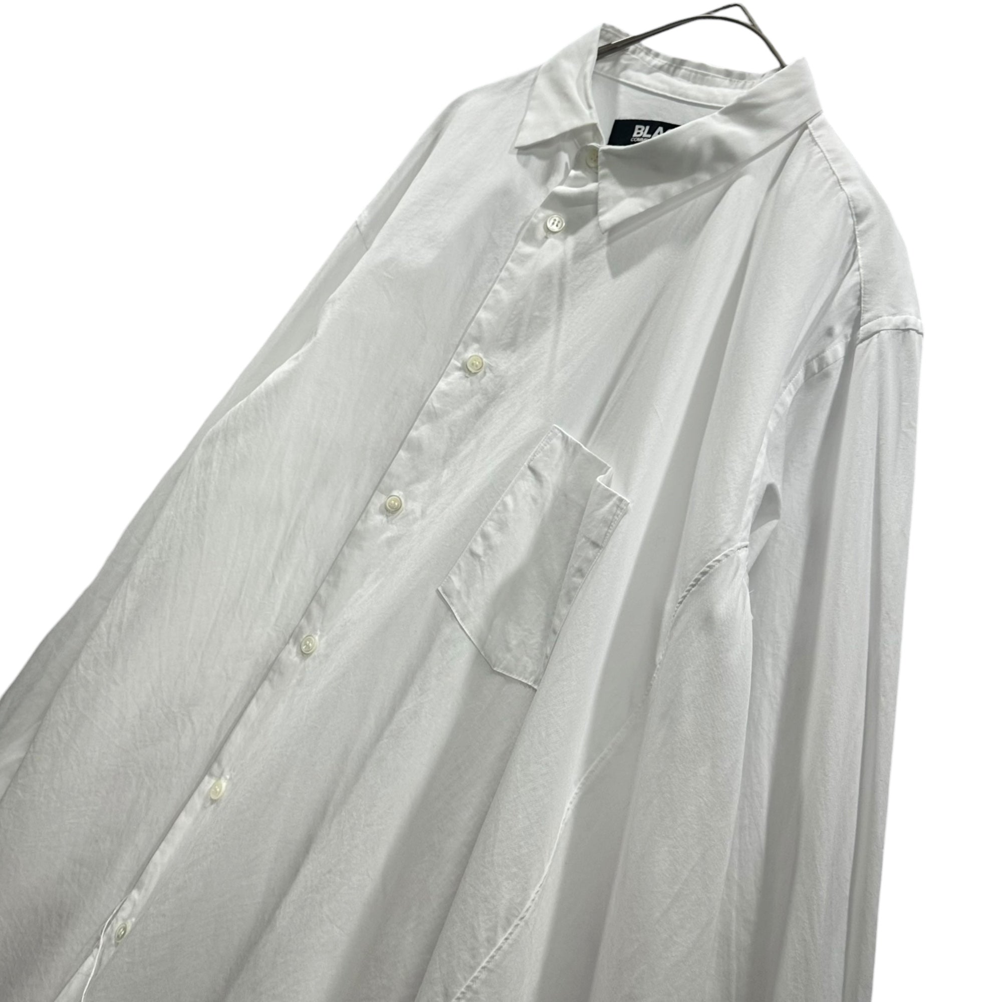 BLACK COMME des GARCONS(ブラックコムデギャルソン) 2022SS Twisted Asymmetrical L/S Long Shirt 捻じれ 変形 長袖 ロング シャツ 1I-B005 M ホワイト AD2021
