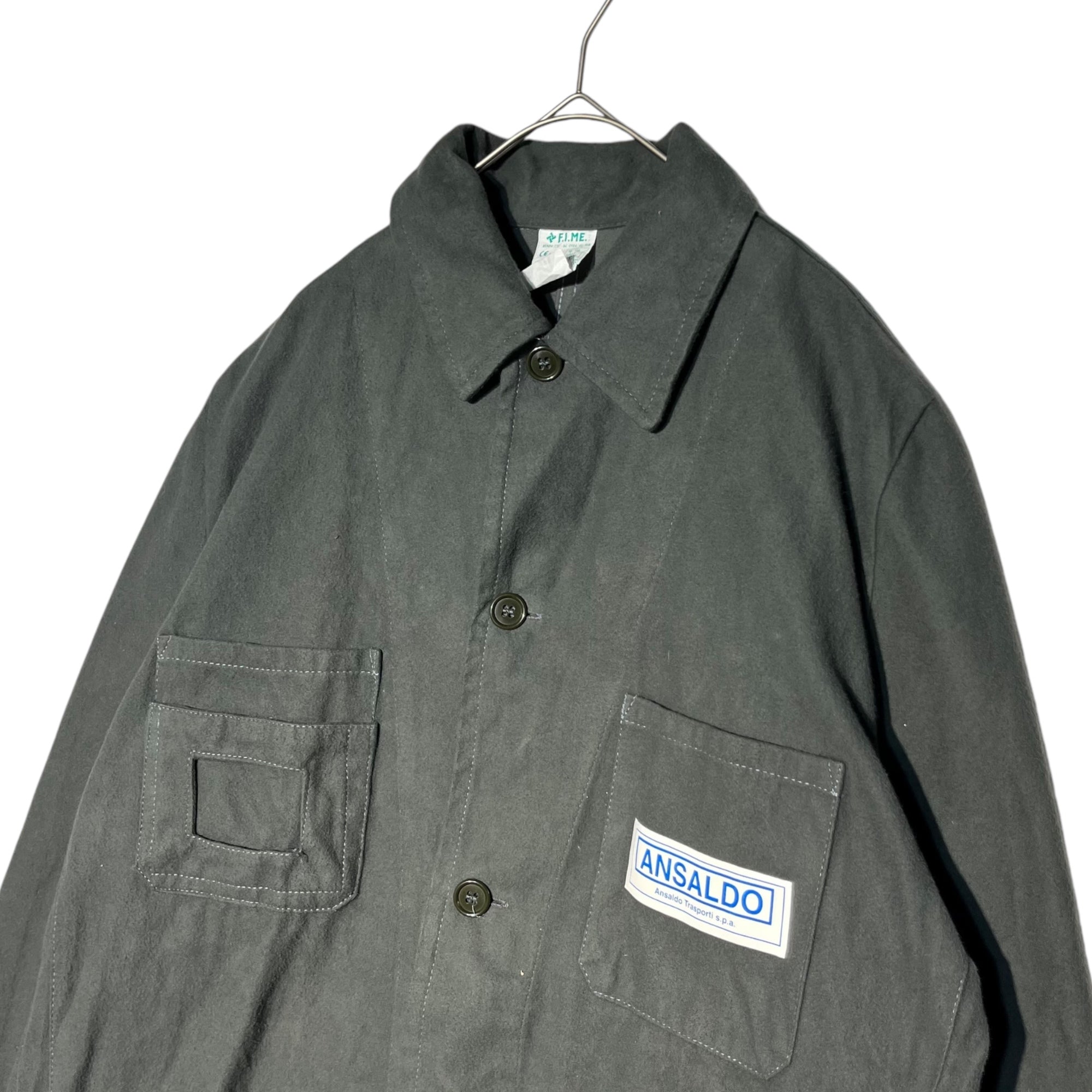 Euro vintage(ヨーロッパヴィンテージ) VINTAGE ansaldo trasporti spa moleskin jacket ヴィンテージ アンサルド 企業 モールスキン ジャケット 48(M) グレー イタリア鉄道装置製造販売業者 企業物