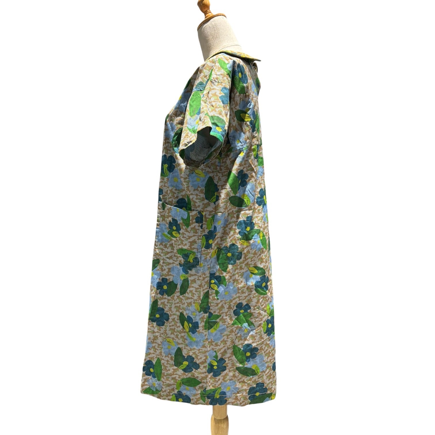 tricot COMME des GARCONS(トリココムデギャルソン) 13AW Botanical & Stripe Design S/S Dress ボタニカル ＆ ストライプ デザイン 半袖 ワンピース TL-O012 M ブルー×グリーン×ブラウン AD2013