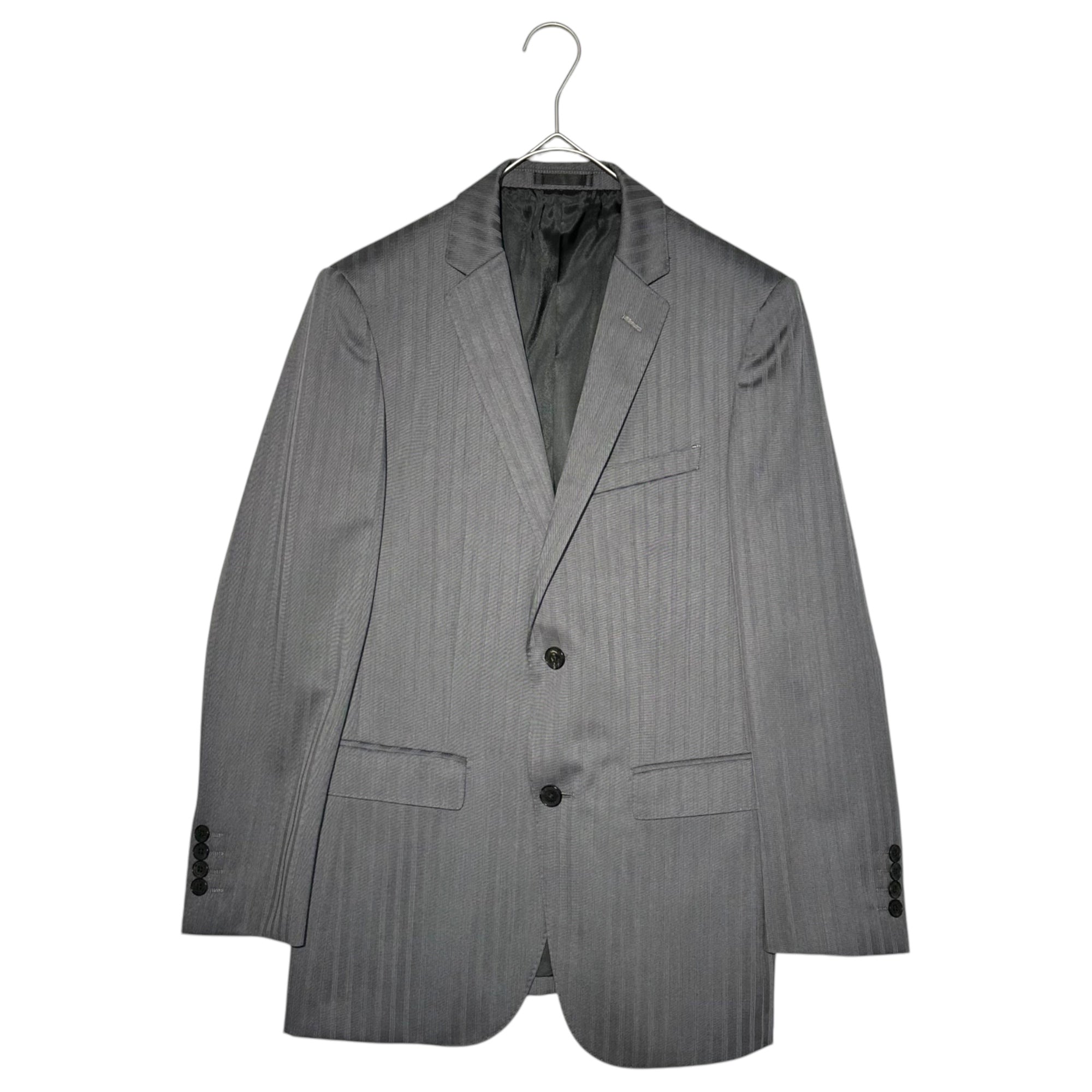 BURBERRY BLACK LABEL(バーバリーブラックレーベル) 2 Piece Striped Tailored Jacket 2ピース ストライプ テーラード ジャケット D1H06-808-05 36R(S程度) グレー ビジネス ドレス スーツ ジレ ベスト