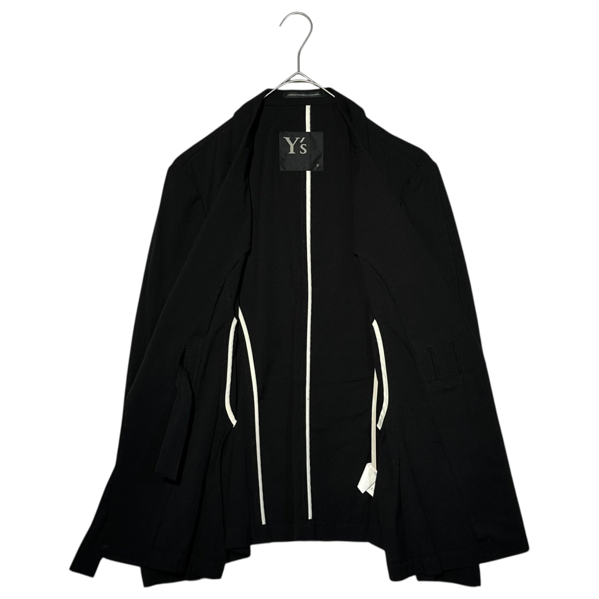 Y's(ワイズ) Front Ribbon Cotton Tailored Jacket フロント リボン コットン テーラード ジャケット YD-J02-010 1(S程度) ブラック