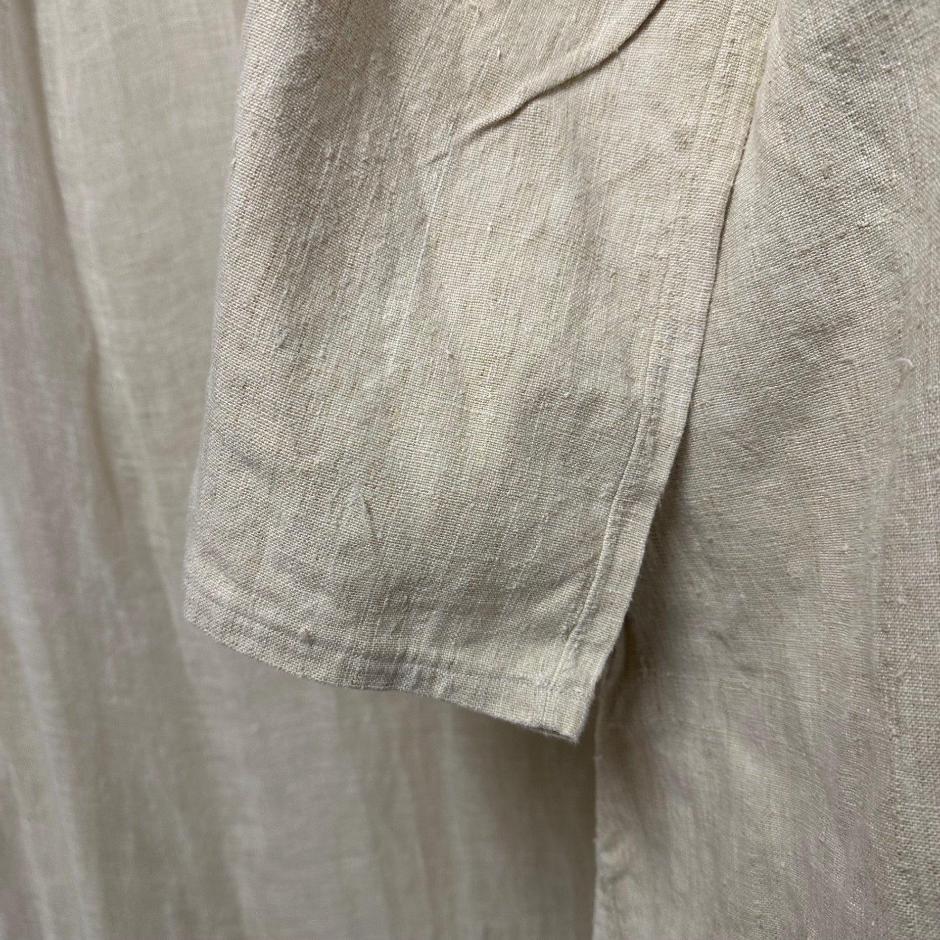 Euro antique(ヨーロッパアンティーク) 00's~thick〘LINEN〙with lace ribbon knighty　厚手リネンのレースリボン付きナイティドレス 表記無し(M~L程度) ベージュ