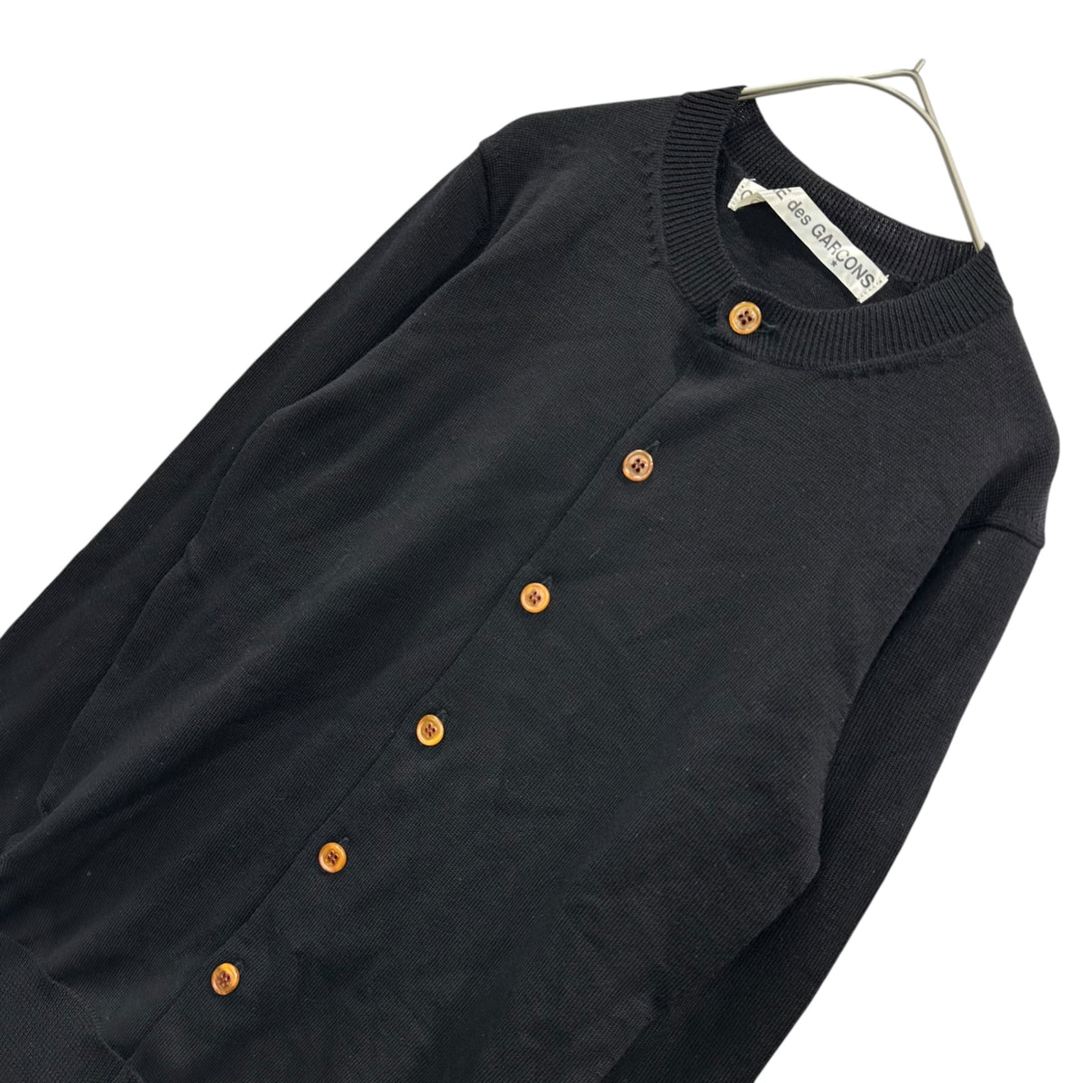 COMME des GARCONS(コムデギャルソン) 2002AW Twisted Ｂutton-Ｆront Pullover Sweater "捻じれ" カーディガン デザイン プルオーバー ニット  GG-N004 FREE ブラック×ブラウン AD2002