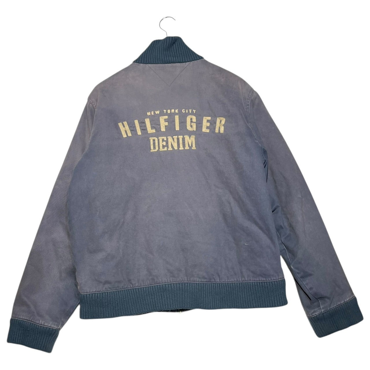 HILFIGER DENIM(ヒルフィガーデニム) 00's Rear logo ribbed bomber blouson 背面ロゴ リブ ボンバー ブルゾン XL ネイビー ジャケット