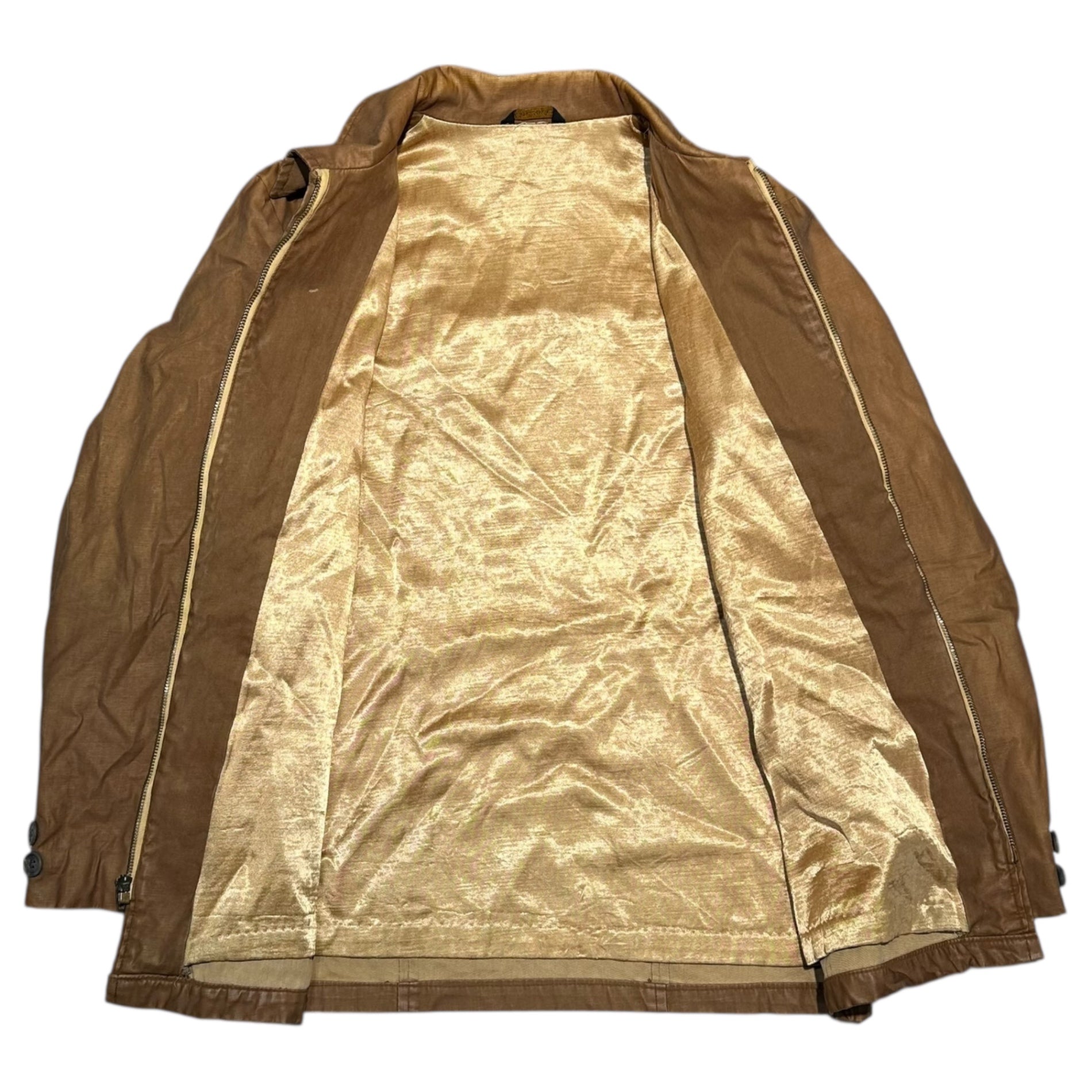 VINTAGE(ヴィンテージ) 60's ”scovill-conmatic USA Zip” Oiled Work Jacket オイルド ワーク ジャケット 表記無(SM程度) ブラウン 推定60年代