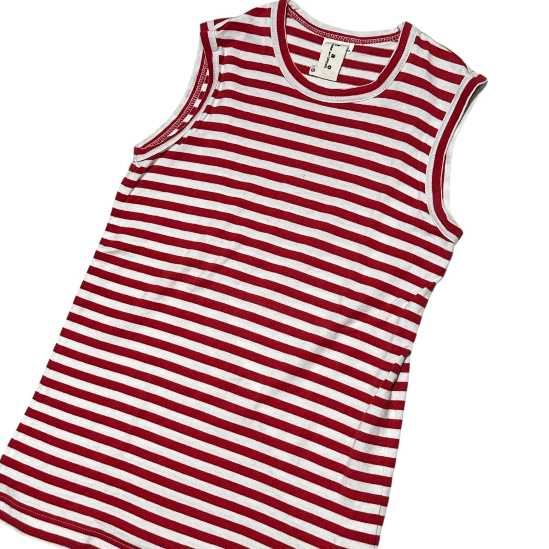 TAO COMME des GARCONS(タオコムデギャルソン) 09SS Sleeveless Striped T-Shirt ノースリーブ ボーダー Tシャツ 3C-T037 S ホワイト×レッド AD2008