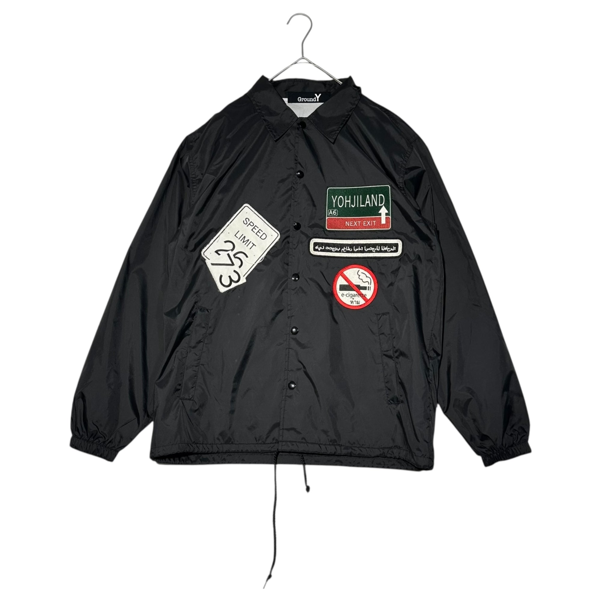Ground Y(グラウンドワイ) 18SS Patch Embroidery Nylon Coach Jacket ワッペン 刺繍 ナイロン コーチ ジャケット GW-J51-600 3 ブラック