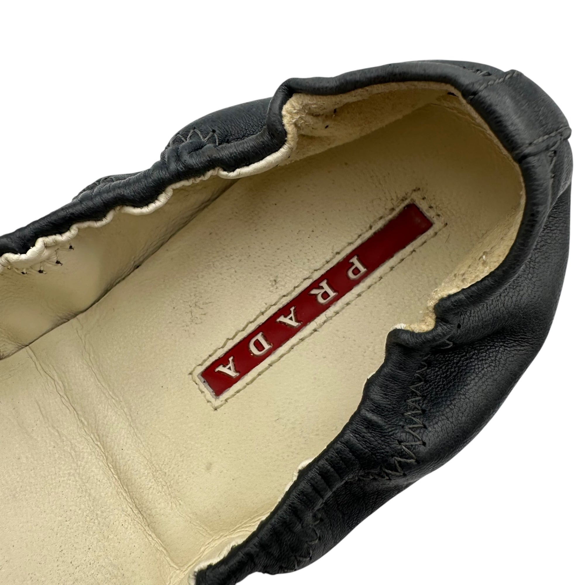 PRADA SPORT(プラダスポーツ) Leather Bow Ballet Flats リボン レザー バレーシューズ 37 1/2(24.0cm程度) ネイビー