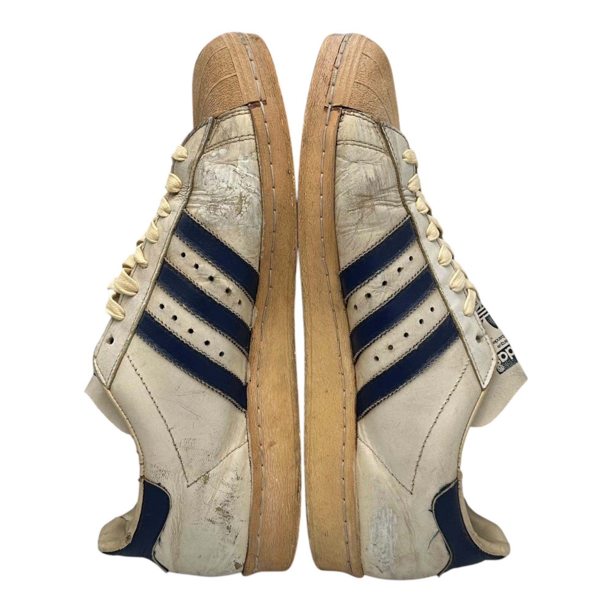 adidas(アディダス) 80's SUPER STAR Low-cut sneakers 80年代 ローカット スーパースター ローカット スニーカー 11 1/2(29.5cm程度) ホワイト×ネイビー 稀少 フランス製