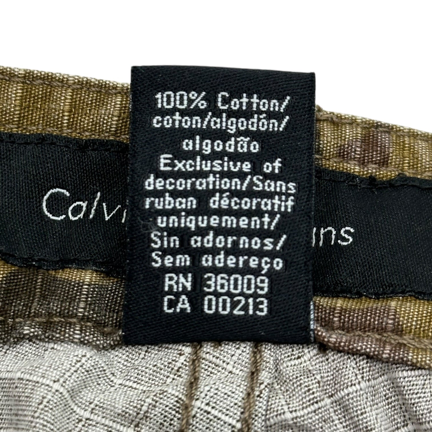 Calvin Klein Jeans(カルバンクラインジーンズ) 00's 7/10 Length Camouflage Damaged Cargo Pants 7分丈 カモフラ ダメージ加工 カーゴ パンツ 32 カーキ Y2K 平成