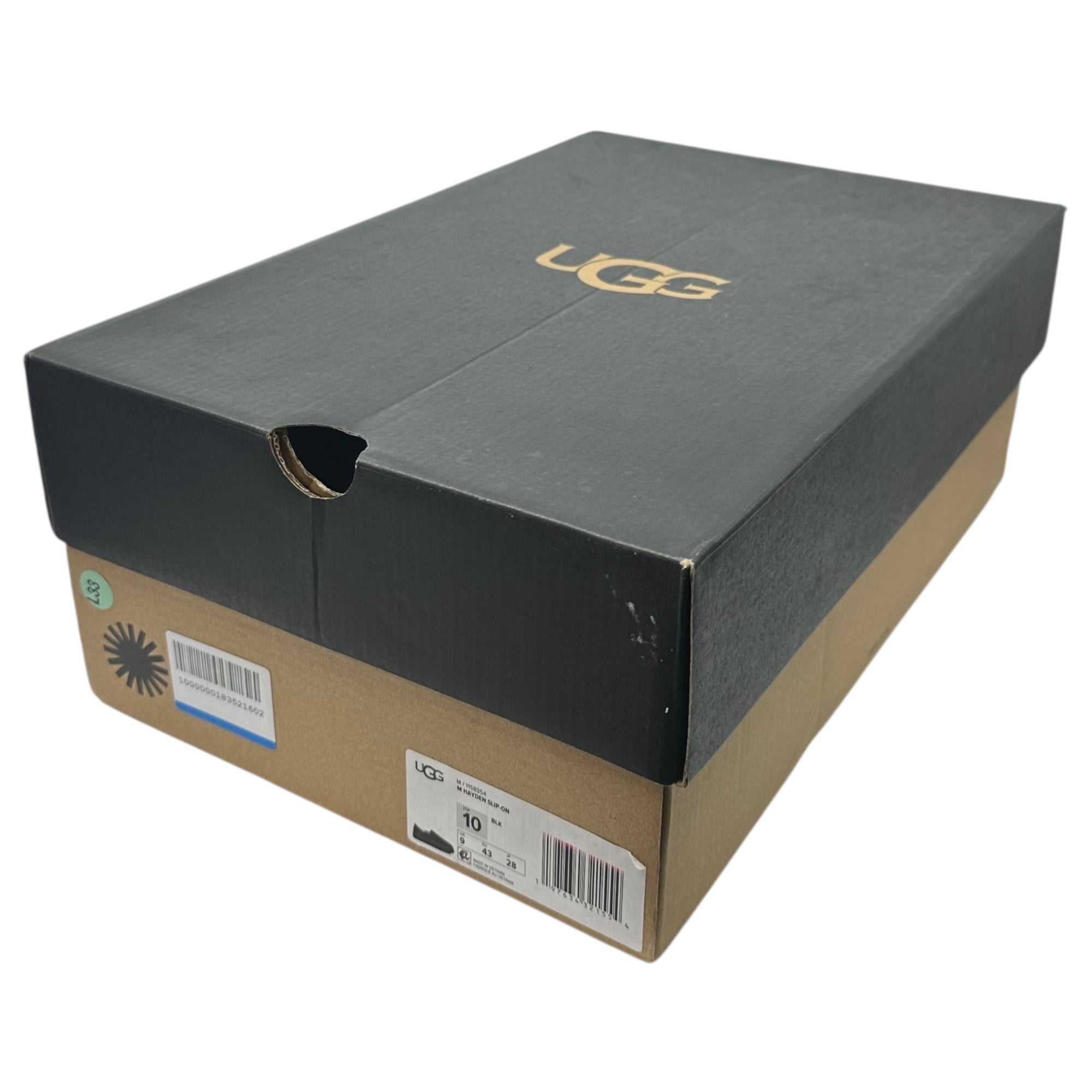 UGG(アグ) M HAYDEN SLIP-ON スウェード ウール ムートン スリッポン 1158354 28cm ブラック シューズ