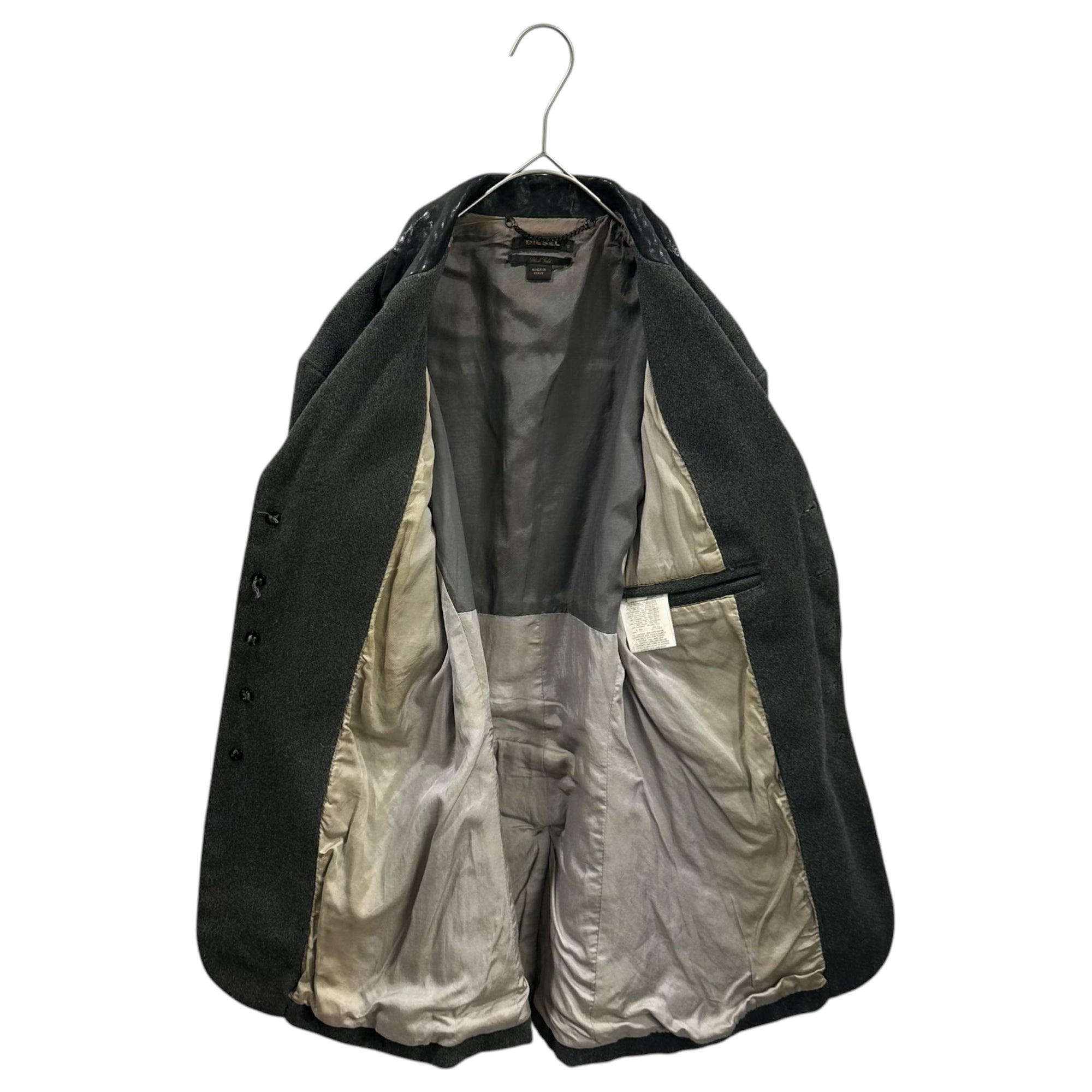 DIESEL BLACK GOLD(ディーゼルブラックゴールド) Leather-Panel 5B Melton Jacket レザー 切替 5B メルトン ジャケット S グレー×ブラック