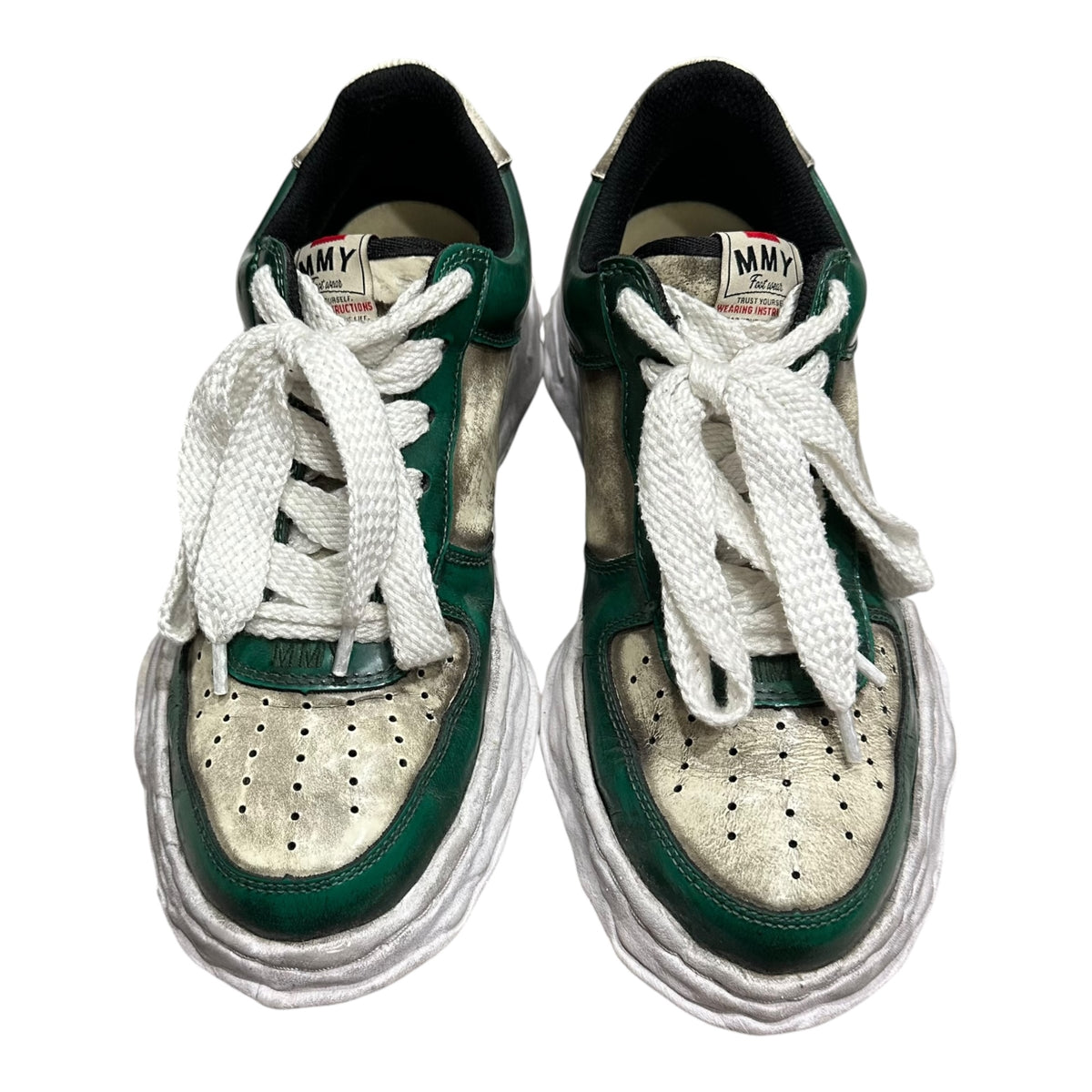 Maison MIHARA YASUHIRO(メゾンミハラヤスヒロ) WAYNE LOW brushed pat アドバン加工 ローカット スニーカー A09FW711 44 グリーン×ホワイト