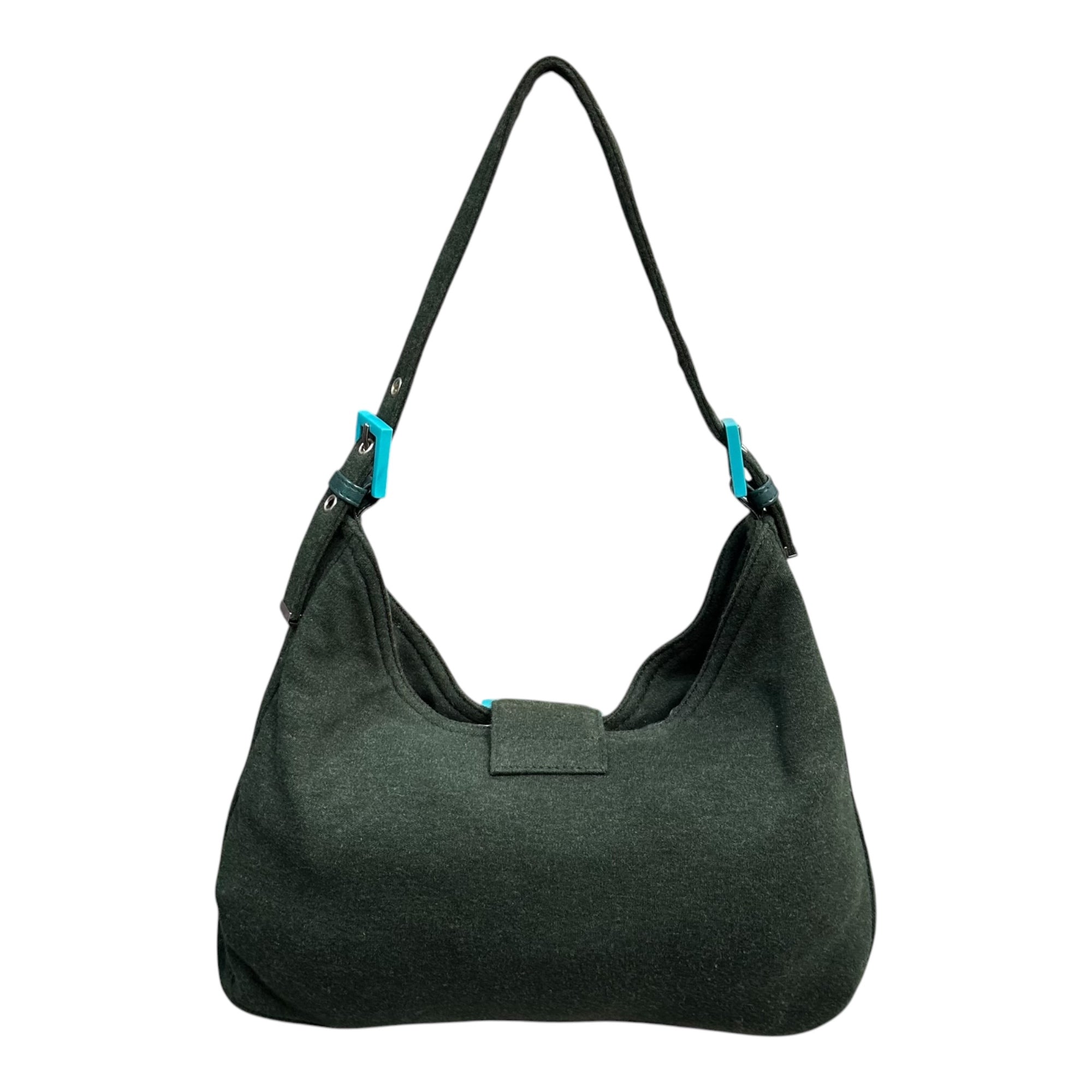 FENDI(フェンディ) 2000SS Jersey Mamma Baguette - Turquoise Clasp ジャージー マンマバケット 2343 26569 009 モスグリーン×ターコイズブルー 00's ワンショルダー ハンド