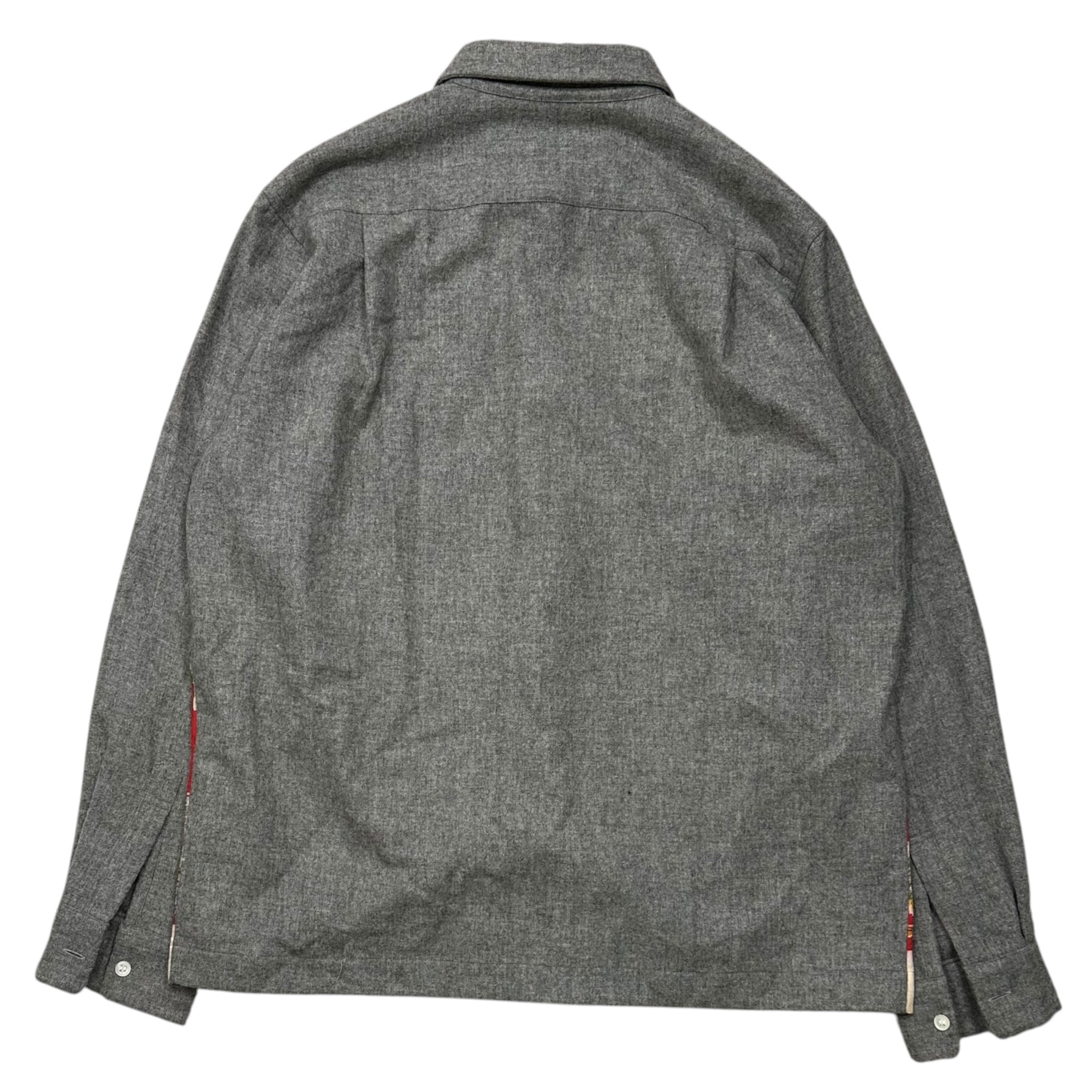 COMME des GARCONS HOMME PLUS(コムデギャルソンオムプリュス) 1999AW Souvenir Kitsch Yokohama Print Wool Shirt スーベニールキッチュ 横浜 名所 切替 ウールシャツ  PB-040440 FREE レッド×グレー AD1999