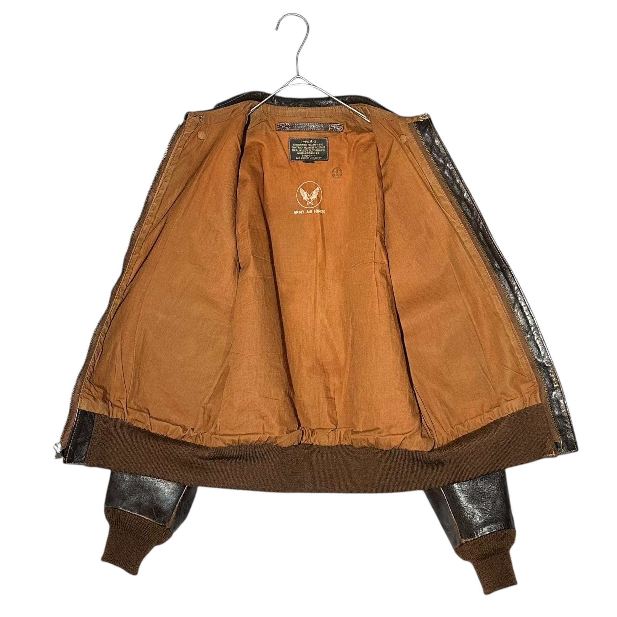 THE REAL McCOY'S(ザリアルマッコイズ) A-2 Leather Flight Jacket レザー フライト ジャケット 30-1415 34(XS程度) ブラウン CONMAR ZIP