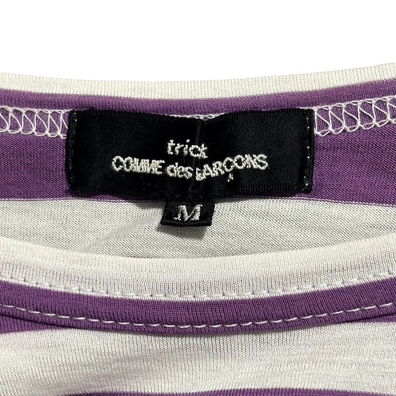tricot COMME des GARCONS(トリココムデギャルソン) 10SS Border Crew Neck T-Shirt ボーダー クルーネック Tシャツ TE-T018 M ホワイト×パープル AD2009