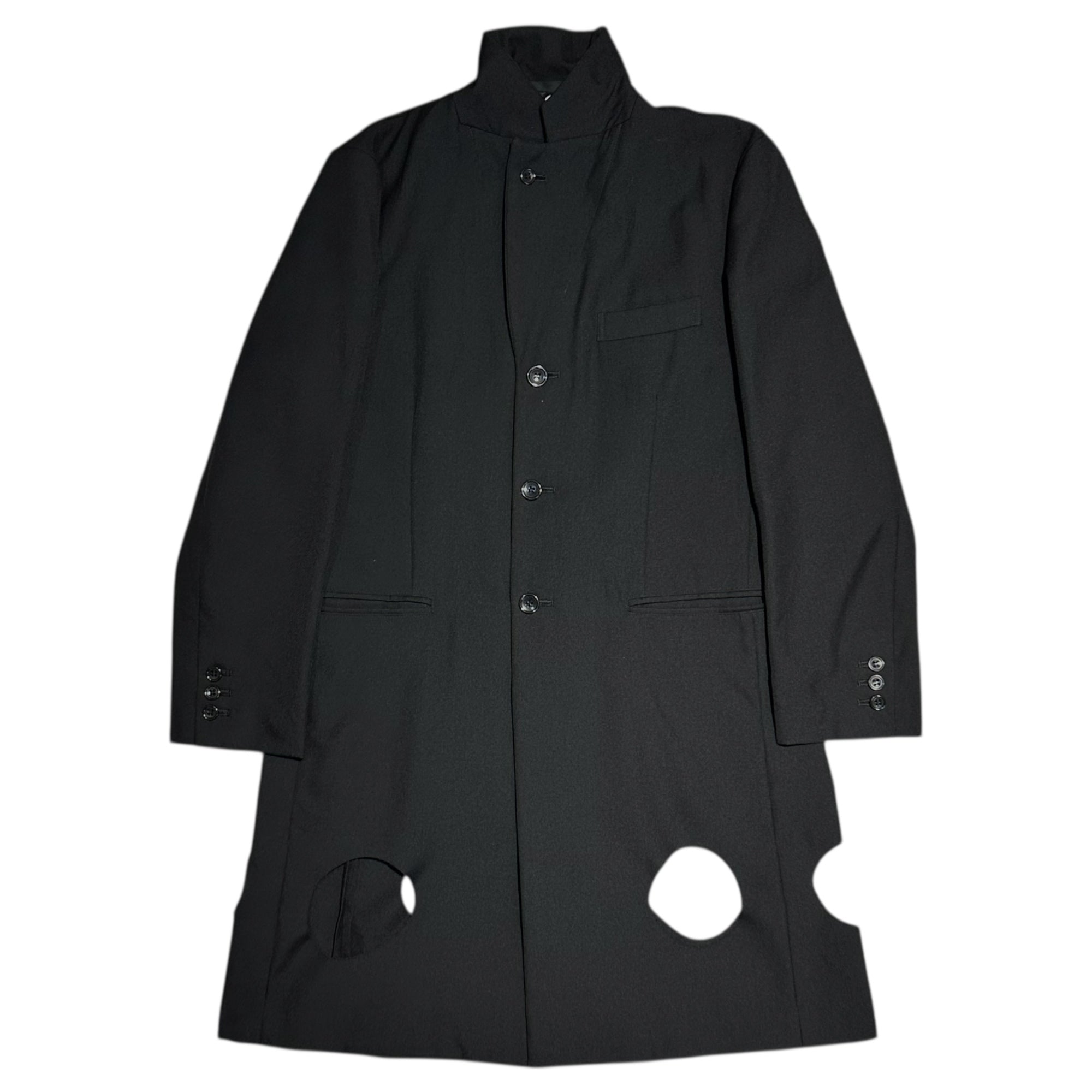 BLACK COMME des GARCONS(ブラックコムデギャルソン) 19SS Hem with Eyelet Details Long Jacket 裾 穴加工 ロング ジャケット 1C-J010 M ブラック AD2018