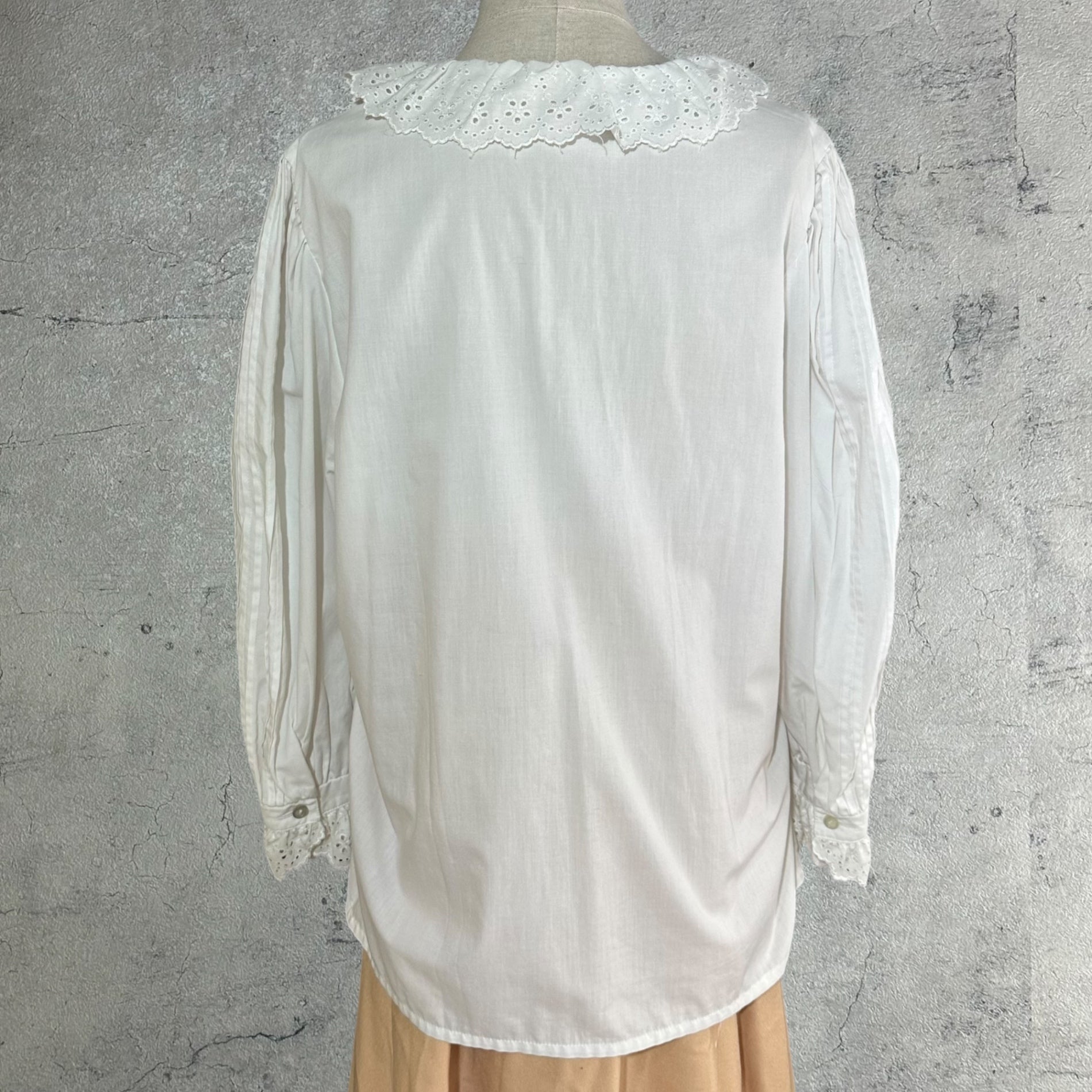 VINTAGE(ヴィンテージ) 60's~ center design long sleeve shirt センターデザイン長袖シャツ M~L程度 ベージュ×ブラウン