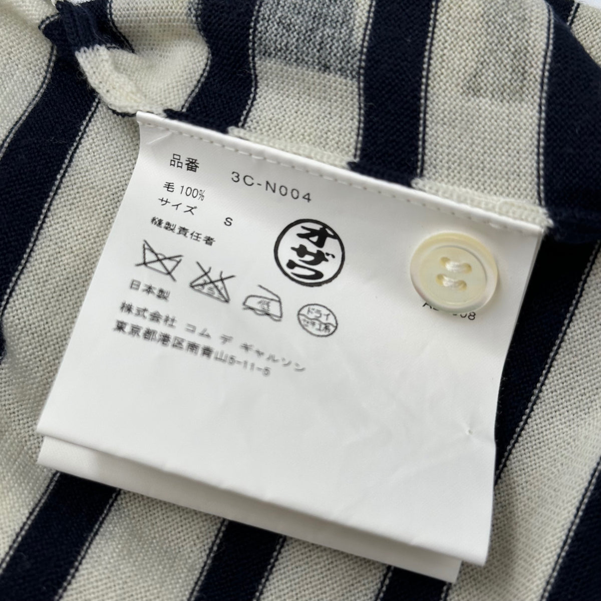 TAO COMME des GARCONS(タオコムデギャルソン) 2009SS Camouflage-Border Back-Button Knit カモフラ ボーダー バック ボタン ニット 3C-N004 S アイボリー×ネイビー×カーキ AD2008 00s アーカイブ