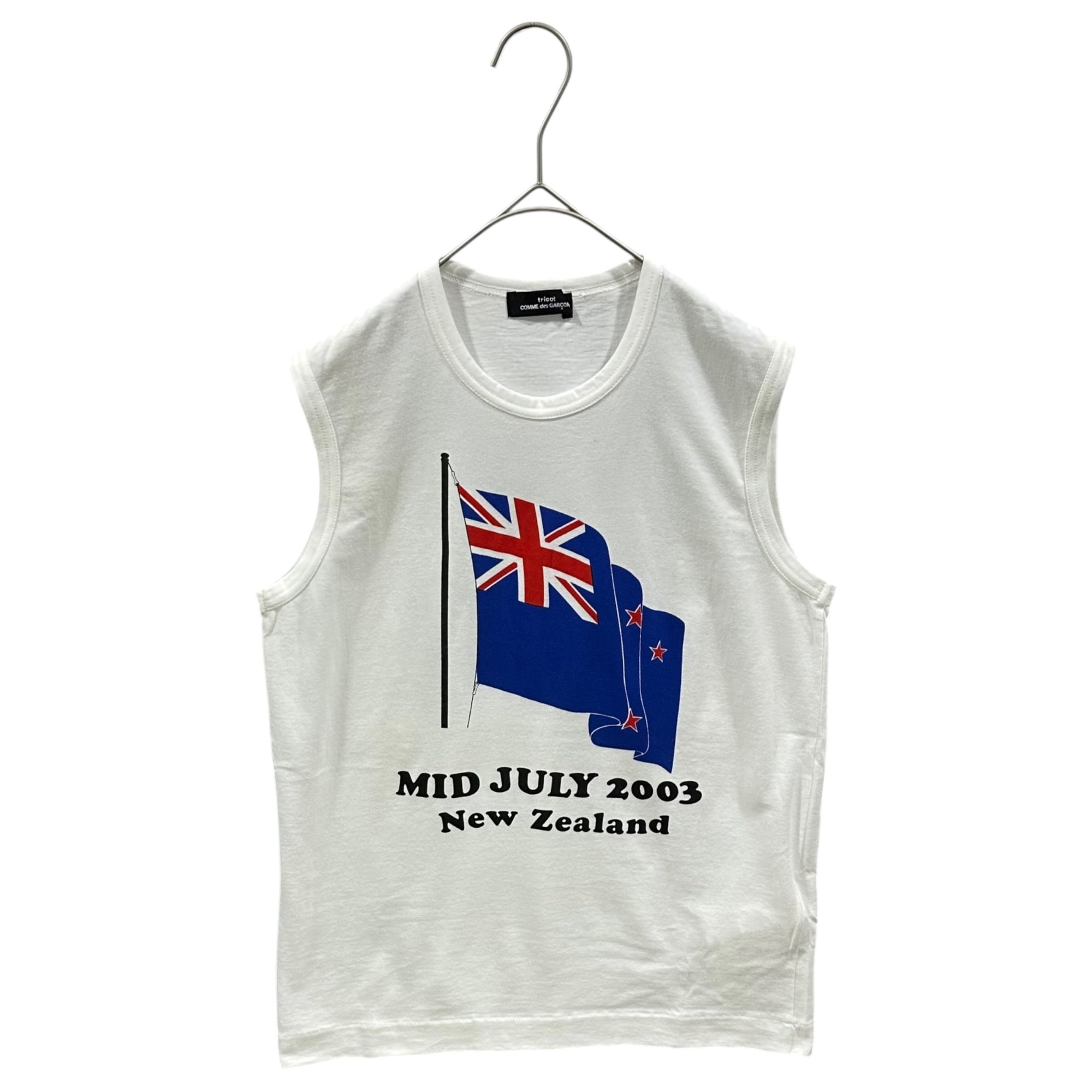 tricot COMME des GARCONS(トリココムデギャルソン) 2003AW ”MID JULY 2003 New Zealand” sleeveless T-Shirt ノースリーブ Tシャツ TK-T065 表記無(M程度) ホワイト AD2003