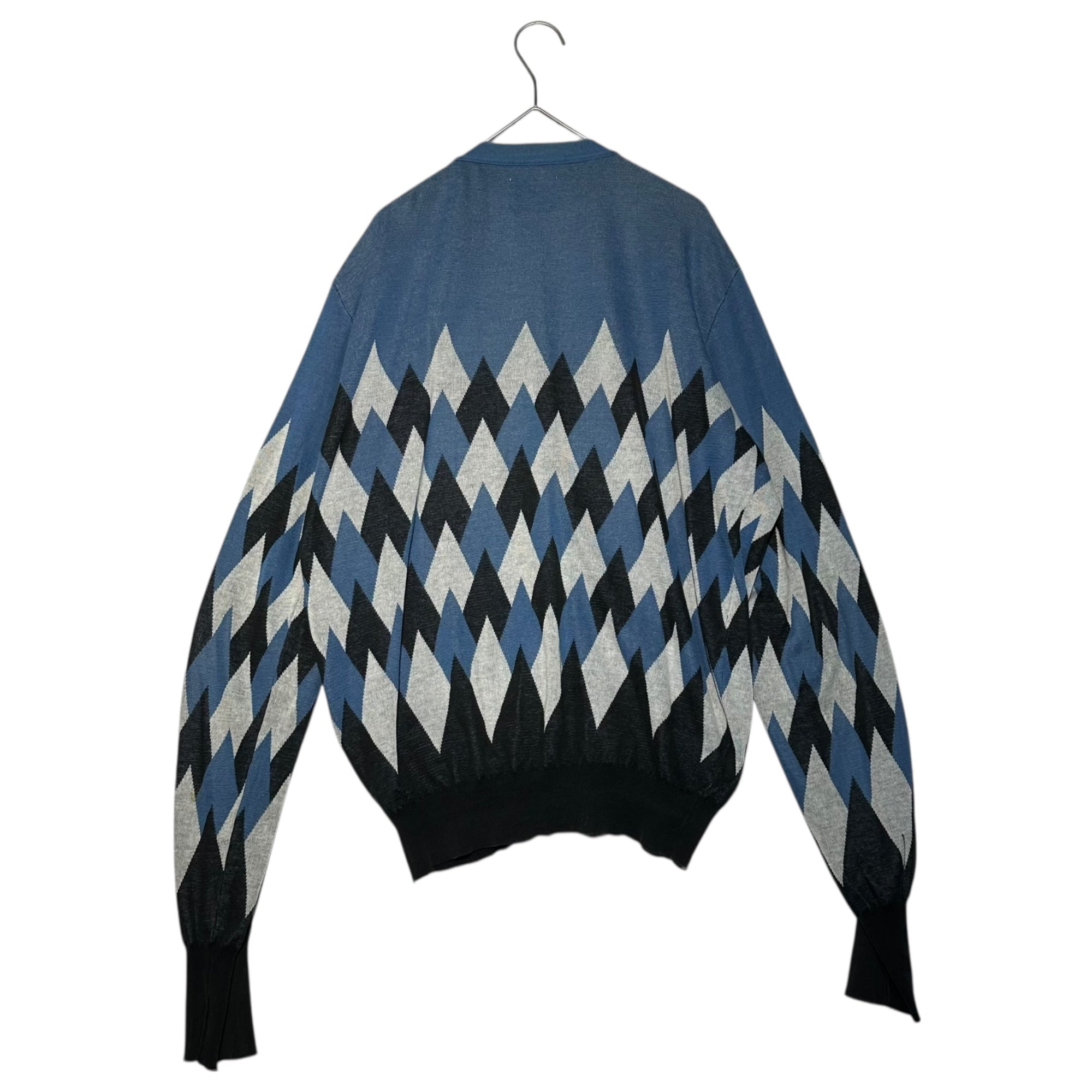 TAKAHIRO MIYASHITA The Soloist.(タカヒロミヤシタザソロイスト) Argyle cotton knit cardigan アーガイル コットン ニット カーディガン 0094 48(M程度) ブルー